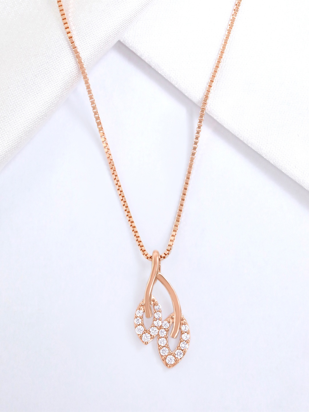 Zavya 925 Sterling Silver Rose Gold-Plated Cubic Zirconia Studded Pendant With Chain
Zavya 925 Sterling Silver Rose Gold-Plated Cubic Zirconia Studded Pendant With Chain