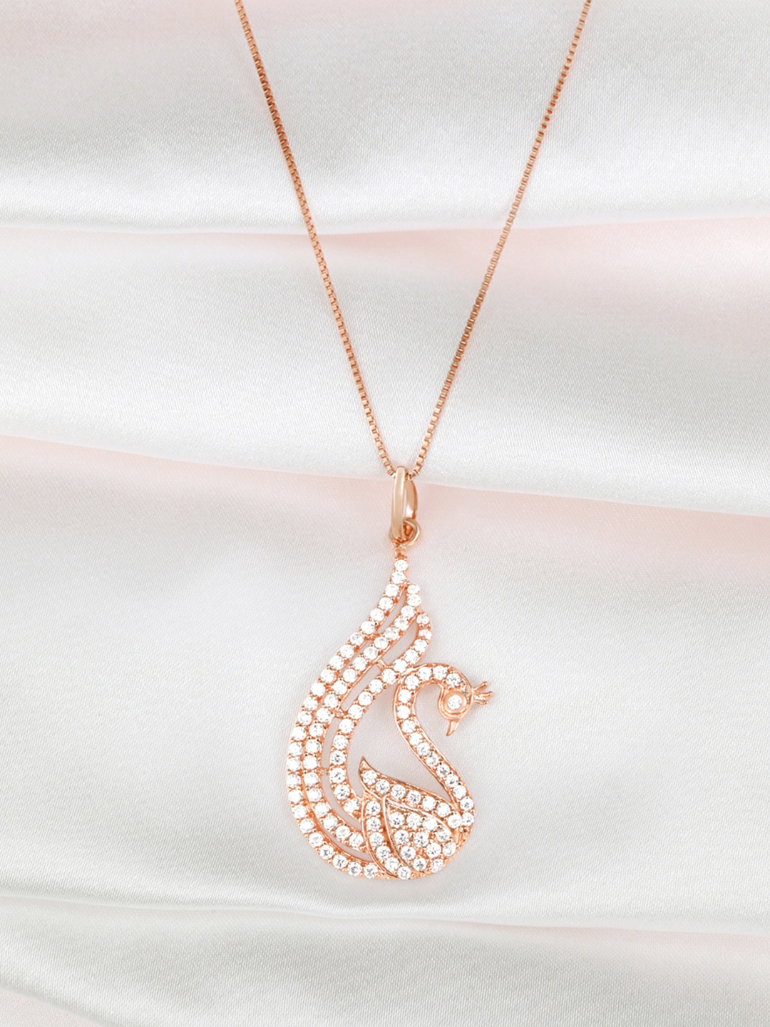 Zavya 925 Sterling Silver Rose Gold-Plated CZ Studded Peacock Shaped Pendant With Chain
Zavya 925 Sterling Silver Rose Gold-Plated CZ Studded Peacock Shaped Pendant With Chain