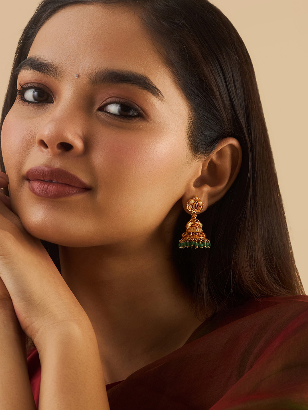 Kushal's Fashion Jewellery 92.5 Pure Silver Gold-Plated Dome Shaped Jhumkas Earrings, Red
Kushal's Fashion Jewellery 92.5 Pure Silver Gold-Plated Dome Shaped Jhumkas Earrings, Red