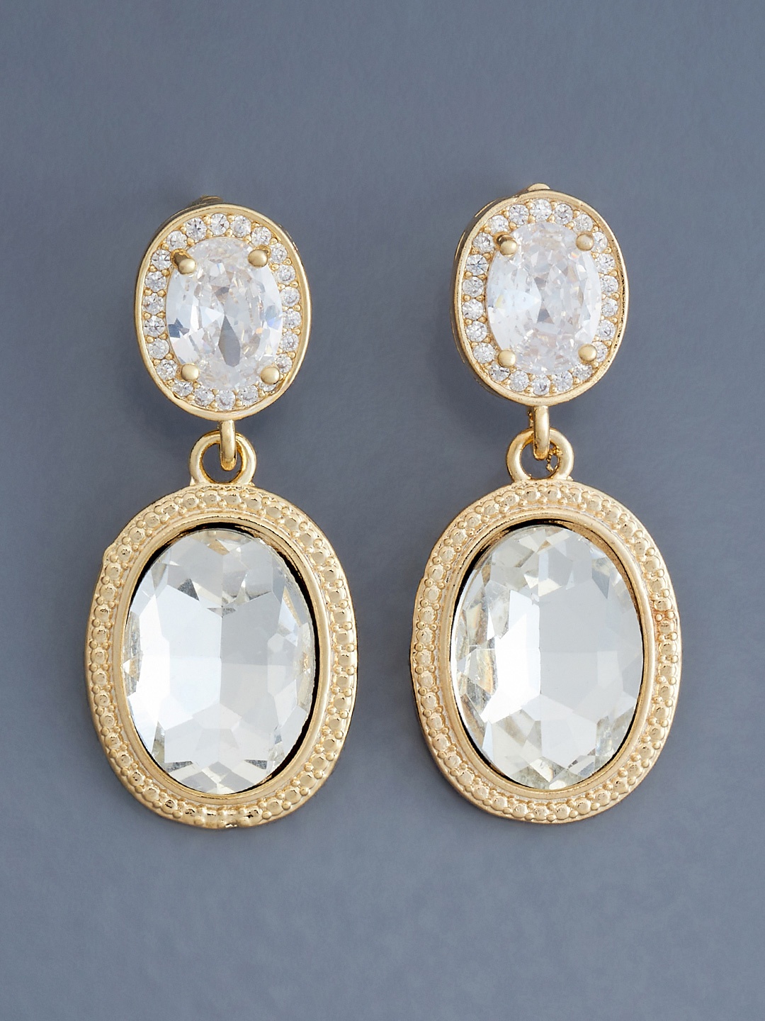 Kushal's Fashion Jewellery Gold-Plated Oval Shaped Cubic Zirconia Drop Earrings, White
Kushal's Fashion Jewellery Gold-Plated Oval Shaped Cubic Zirconia Drop Earrings, White