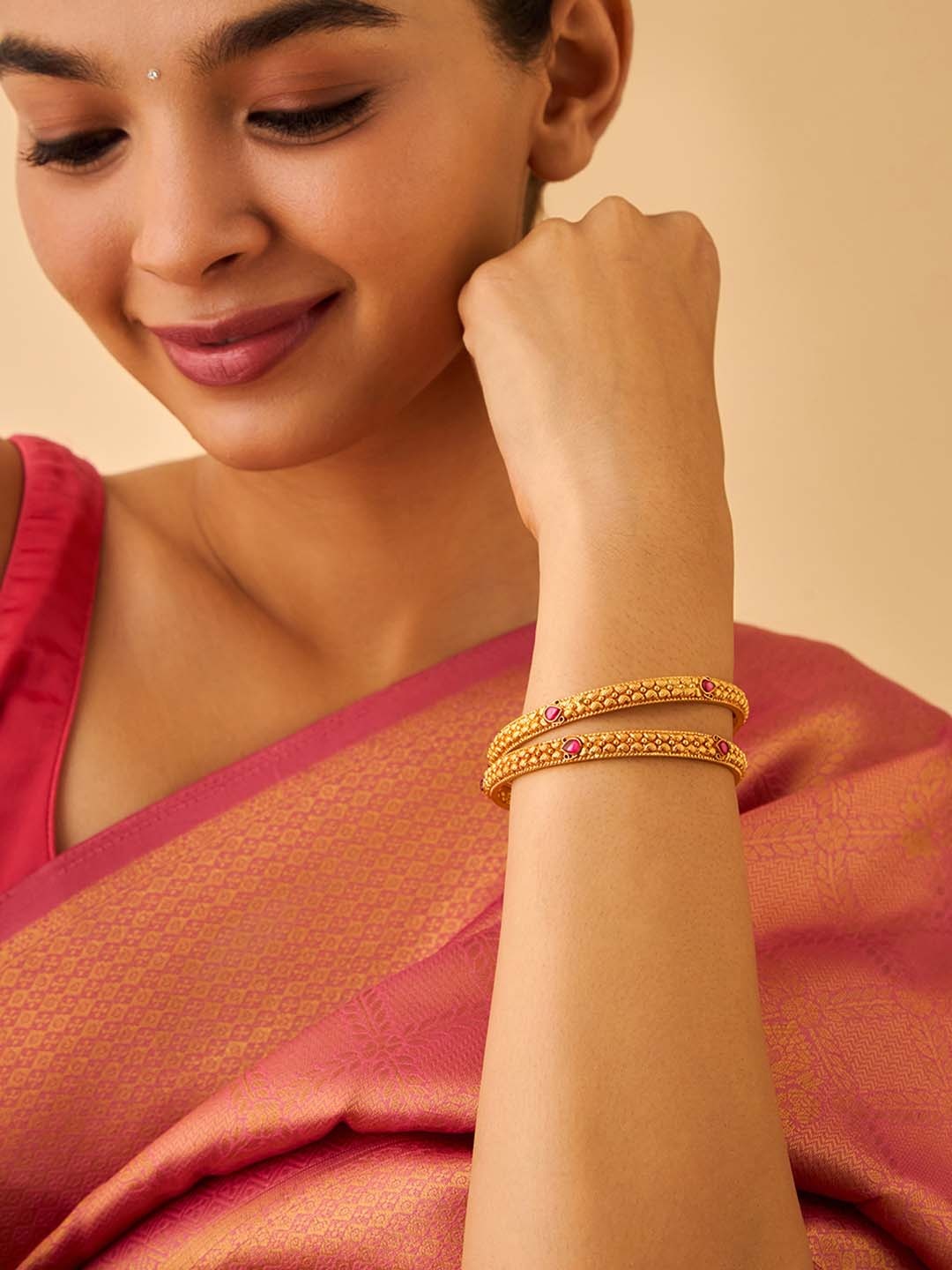 Kushal's Fashion Jewellery Set Of 2 92.5 Pure Silver Gold-Plated Temple Bangles
Kushal's Fashion Jewellery Set Of 2 92.5 Pure Silver Gold-Plated Temple Bangles