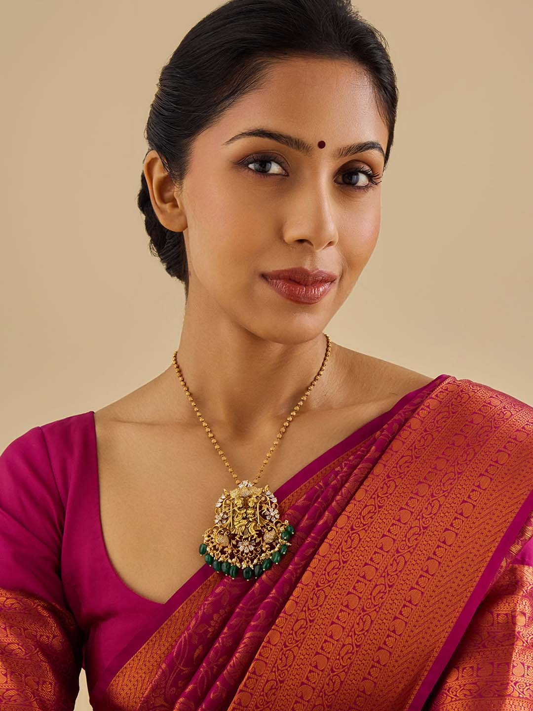 Kushal's Fashion Jewellery 92.5 Pure Silver Gold-Plated Contemporary Temple Pendant 
Kushal's Fashion Jewellery 92.5 Pure Silver Gold-Plated Contemporary Temple Pendant