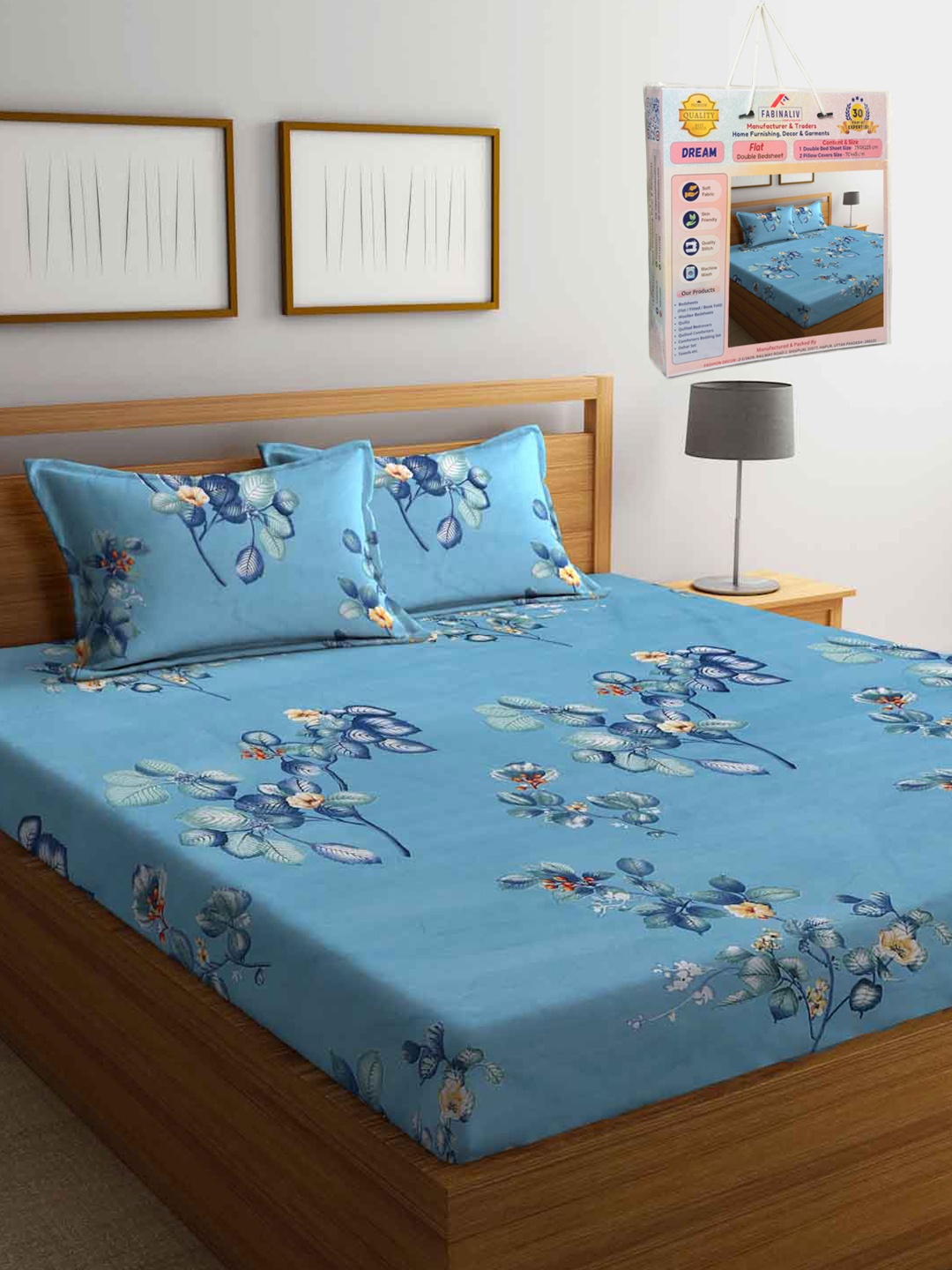FABINALIV Blue & Green Floral Printed 300 TC King Bedsheet Set 2.50 m X 2.25 m
FABINALIV Blue & Green Floral Printed 300 TC King Bedsheet Set 2.50 m X 2.25 m