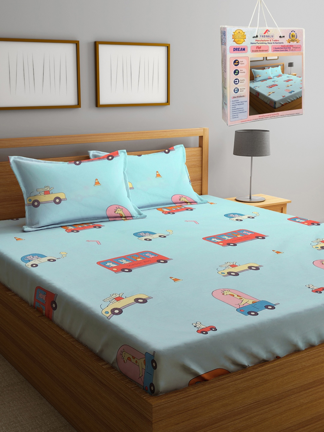 FABINALIV Blue & Red Cartoon Characters Printed 300 TC King Bedsheet Set 2.50 m X 2.25 m
FABINALIV Blue & Red Cartoon Characters Printed 300 TC King Bedsheet Set 2.50 m X 2.25 m