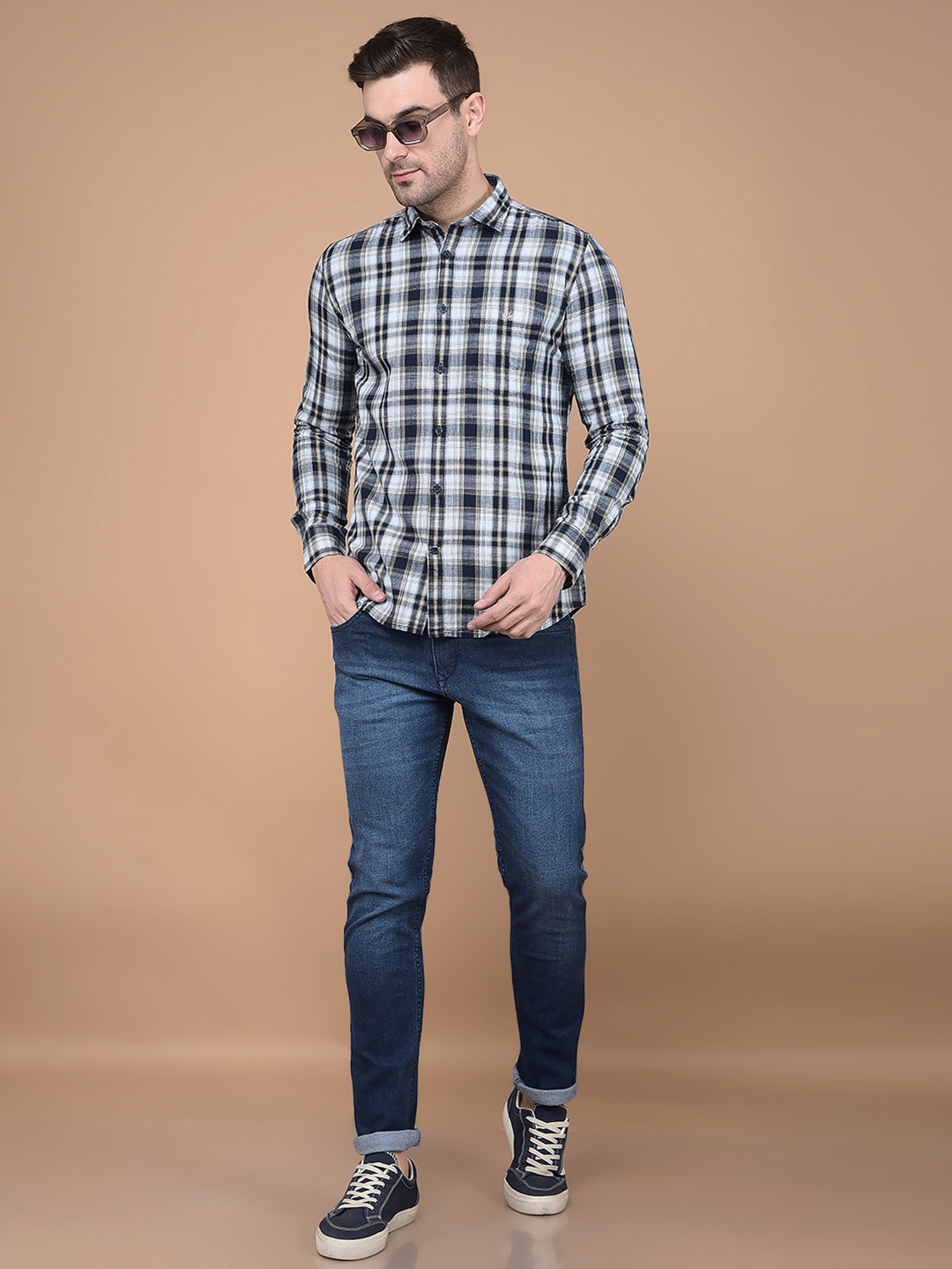 Crimsoune Club Men Classic Spread Collar Checked Cotton Slim Fit Casual Shirt, Beige
Crimsoune Club Men Classic Spread Collar Checked Cotton Slim Fit Casual Shirt, Beige