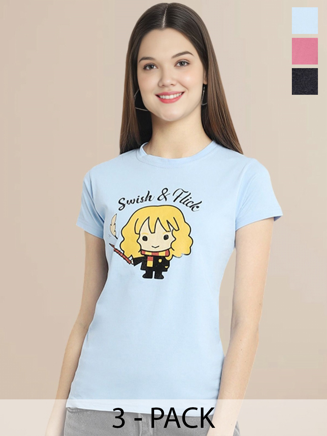 Metronaut Women Pack Of 3 Typography Printed Round Neck Cotton T-shirts, Charcoal
Metronaut Women Pack Of 3 Typography Printed Round Neck Cotton T-shirts, Charcoal