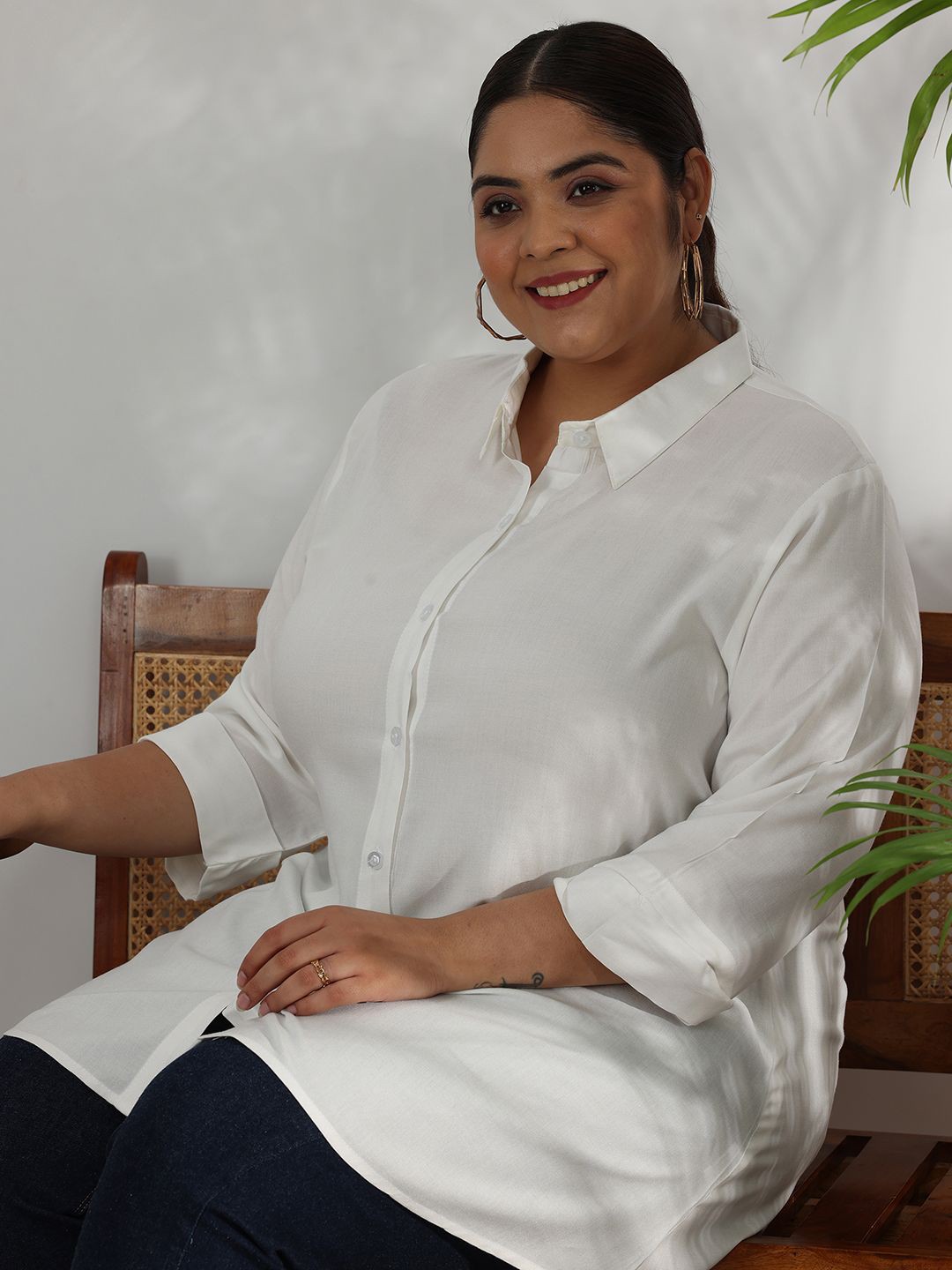 EXTRA LOVE BY LIBAS Women Plus Size Shirt Collar Three Quarter Sleeves Tunics, Off white
EXTRA LOVE BY LIBAS Women Plus Size Shirt Collar Three Quarter Sleeves Tunics, Off white