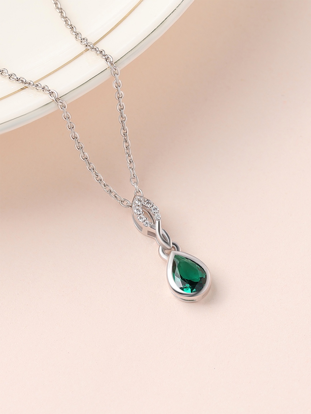 Ornate Jewels 925 Rhodium-Plated American Diamond Stone-Studded Pendant With Chain, Silver
Ornate Jewels 925 Rhodium-Plated American Diamond Stone-Studded Pendant With Chain, Silver