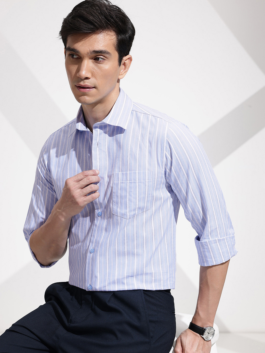 INVICTUS Slim Fit Striped Pure Cotton Formal Shirt, Blue
INVICTUS Slim Fit Striped Pure Cotton Formal Shirt, Blue