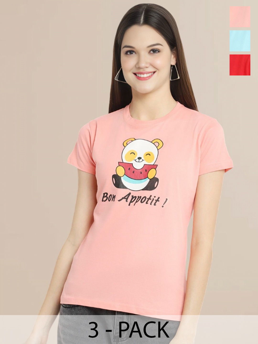 Metronaut Women Pack Of 3 Typography Printed Round Neck Cotton Looney Tunes T-shirts, Red
Metronaut Women Pack Of 3 Typography Printed Round Neck Cotton Looney Tunes T-shirts, Red