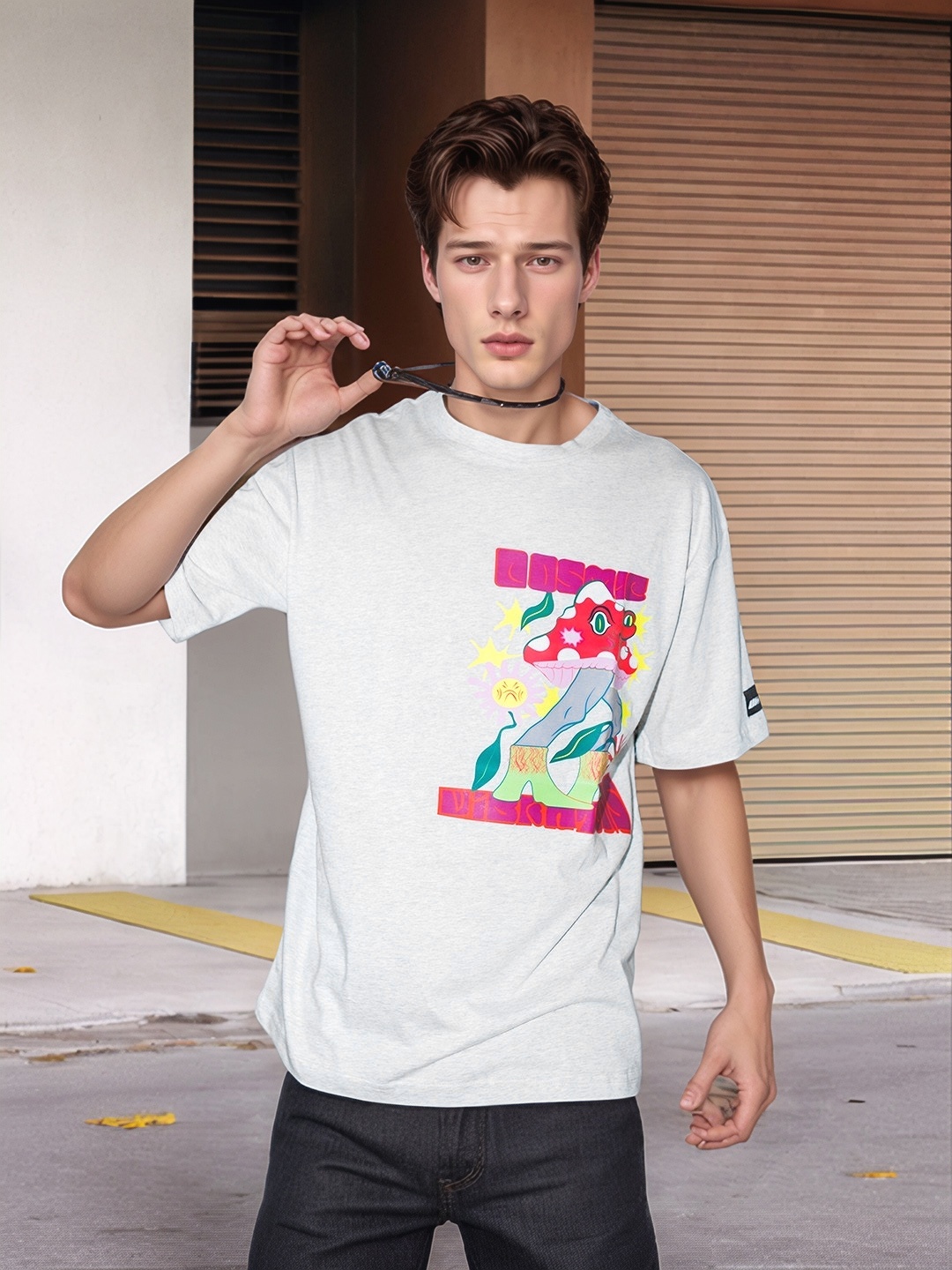 UNRL Graphic Printed Drop-Shoulder Sleeves Relaxed Fit Pure Cotton T-shirt, Grey melange
UNRL Graphic Printed Drop-Shoulder Sleeves Relaxed Fit Pure Cotton T-shirt, Grey melange