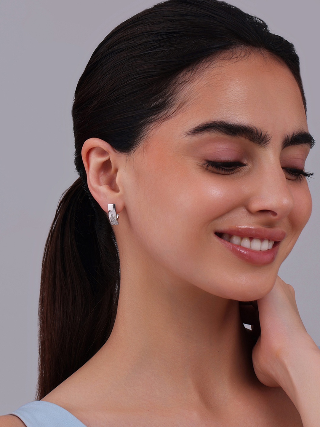 Kushal's Fashion Jewellery Rhodium Plated Zircon Studded Circular Hoop Earrings, Silver
Kushal's Fashion Jewellery Rhodium Plated Zircon Studded Circular Hoop Earrings, Silver