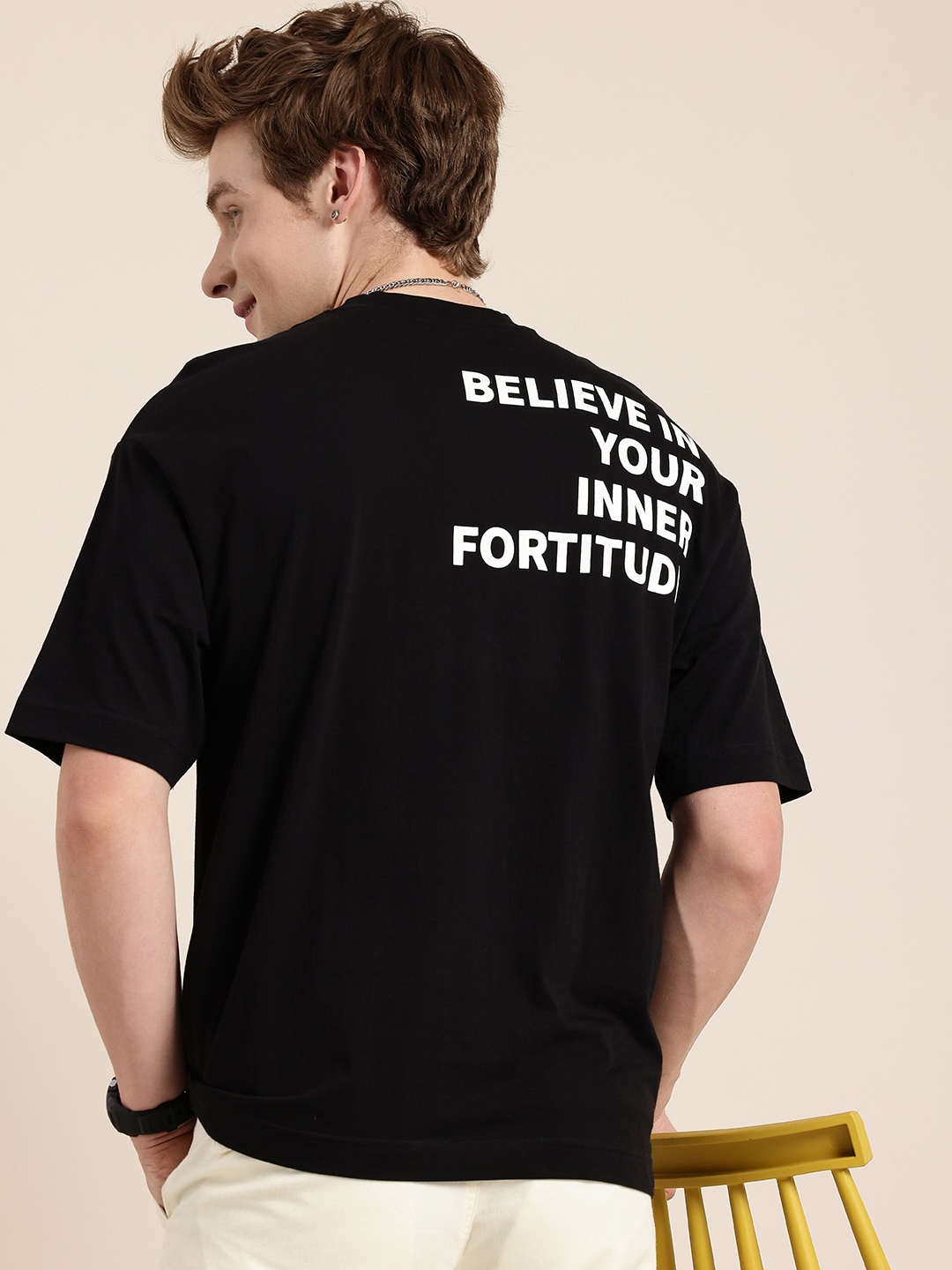 HERE&NOW Oversized Fit Typography Printed Drop-Shoulder Sleeves Oversized Cotton T-shirt, Black
HERE&NOW Oversized Fit Typography Printed Drop-Shoulder Sleeves Oversized Cotton T-shirt, Black