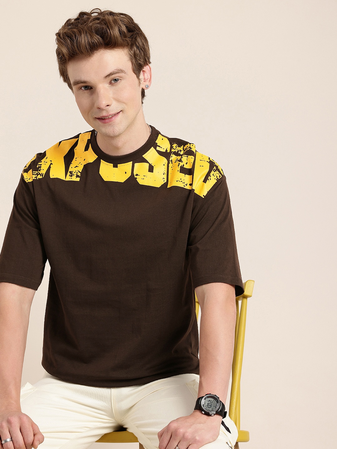 HERE&NOW Typography Printed Drop-Shoulder Sleeves Oversized Fit Pure Cotton T-shirt, Brown
HERE&NOW Typography Printed Drop-Shoulder Sleeves Oversized Fit Pure Cotton T-shirt, Brown