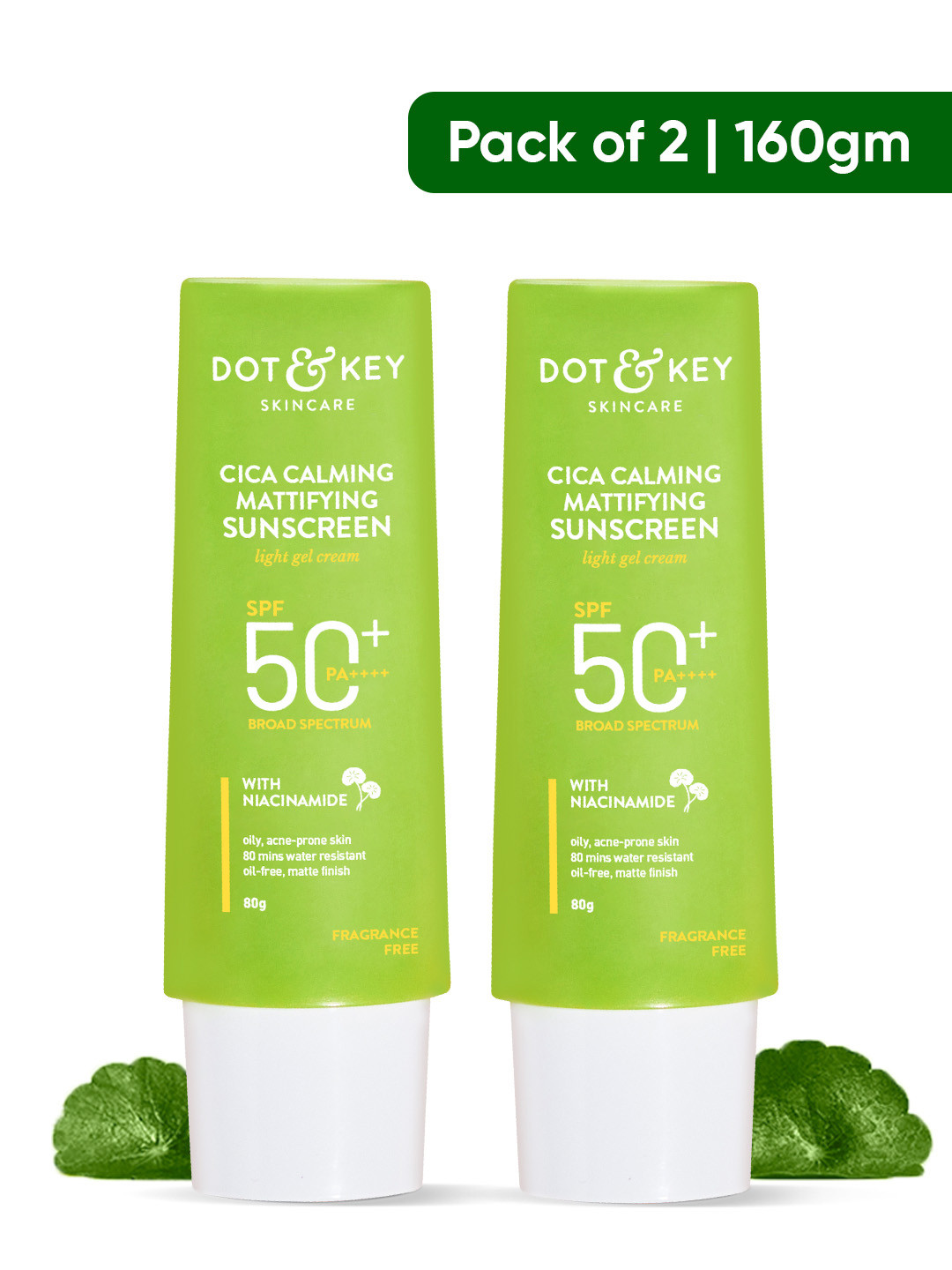 DOT & KEY 2 Pcs Cica Calming Mattifying SPF 50 Sunscreen With Niacinamide - 80g Each, Green
DOT & KEY 2 Pcs Cica Calming Mattifying SPF 50 Sunscreen With Niacinamide - 80g Each, Green