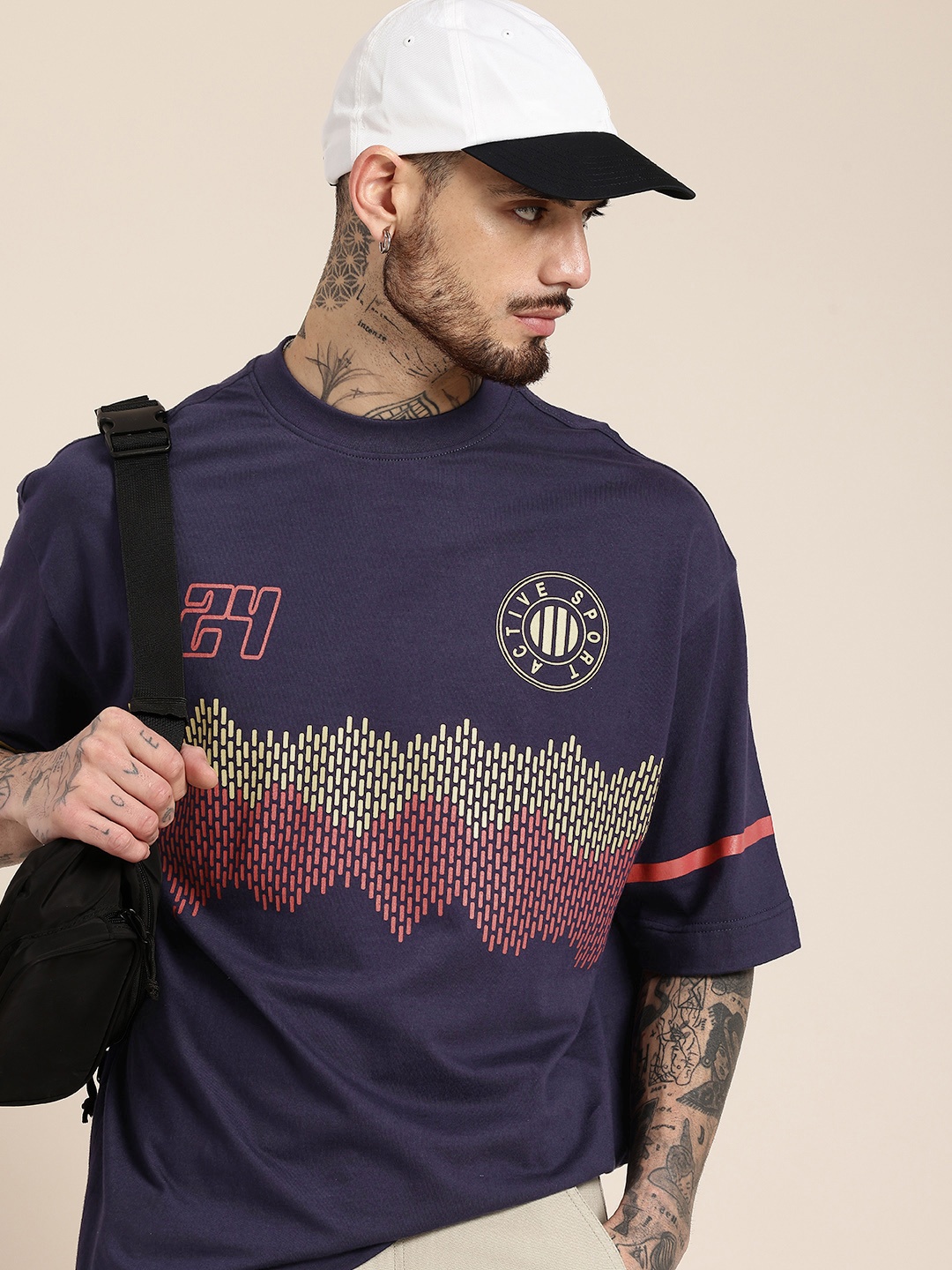 HERE&NOW Pure Cotton Graphic Printed Drop-Shoulder Sleeves Oversized Fit T-shirt, Navy blue
HERE&NOW Pure Cotton Graphic Printed Drop-Shoulder Sleeves Oversized Fit T-shirt, Navy blue