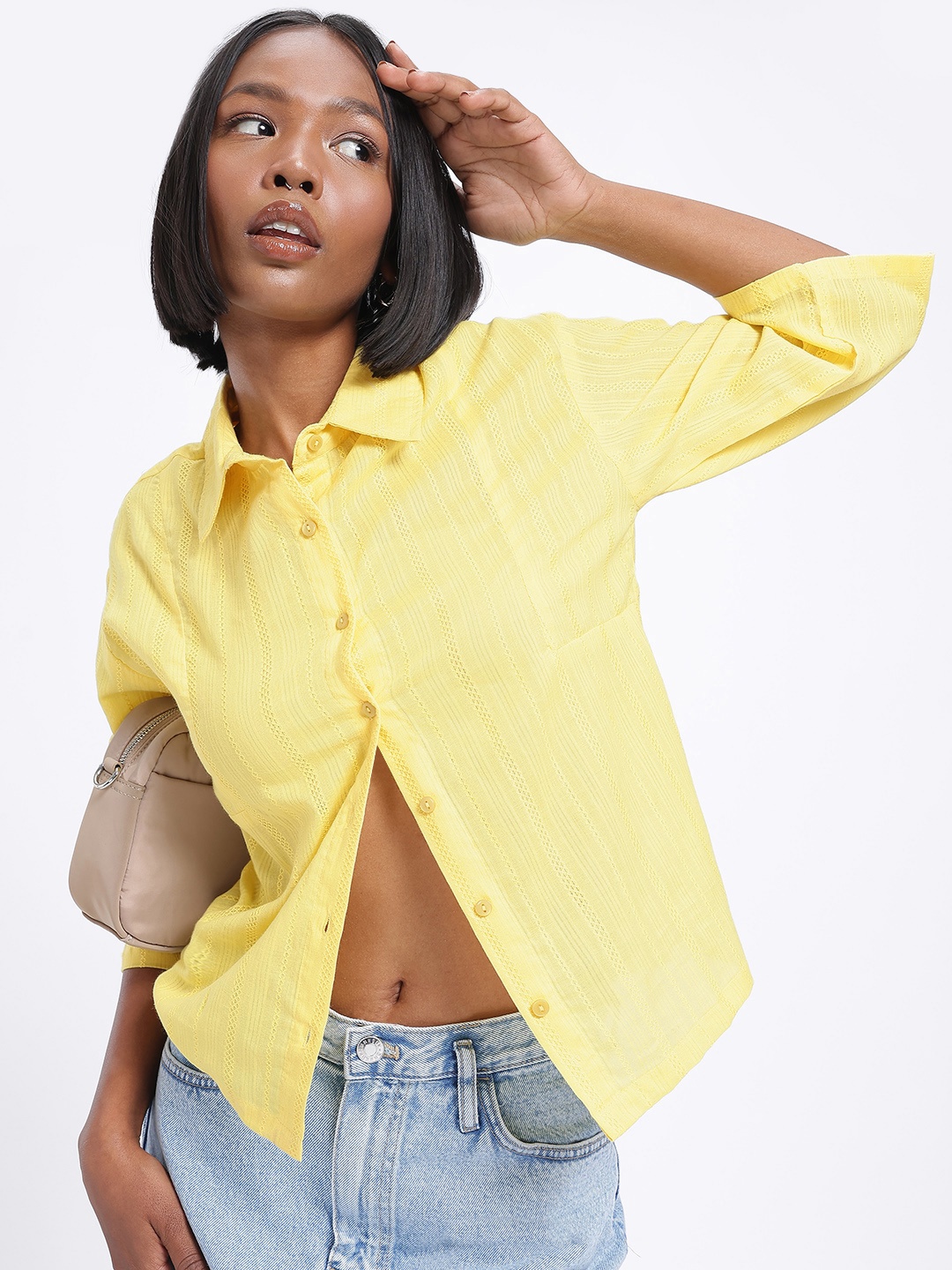 glitchez Potentially Chic Self-Striped Pure Cotton Drop-Shoulder Sleeves Shirt, Yellow
glitchez Potentially Chic Self-Striped Pure Cotton Drop-Shoulder Sleeves Shirt, Yellow
