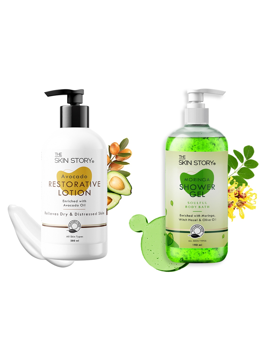 THE SKIN STORY Set Of Moringa Shower Gel & Avocado Restorative Lotion - 190ml + 280ml, White
THE SKIN STORY Set Of Moringa Shower Gel & Avocado Restorative Lotion - 190ml + 280ml, White