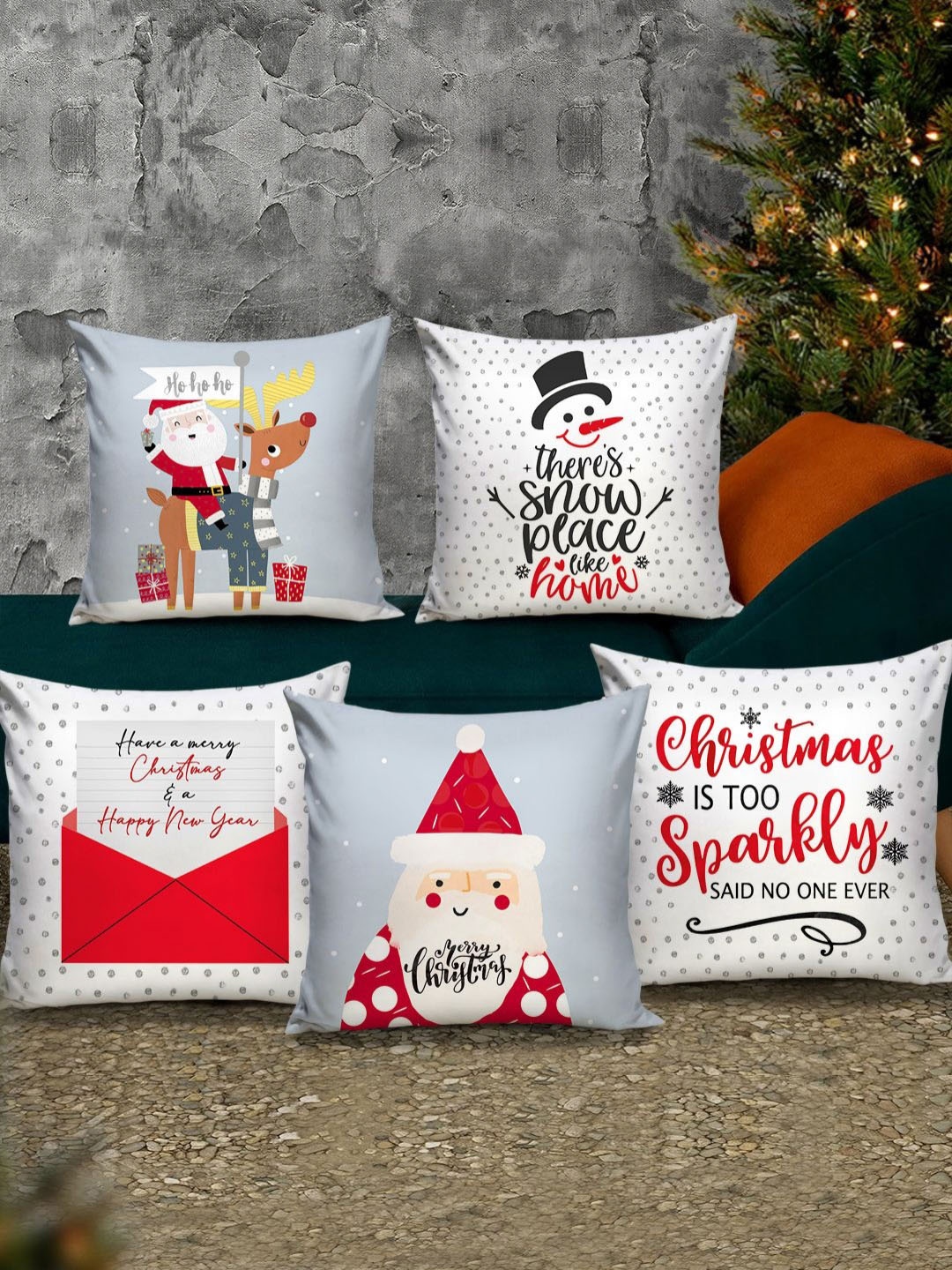 TIED RIBBONS White & Black 5 Pieces Decorative Christmas Printed Square Cushion Covers
TIED RIBBONS White & Black 5 Pieces Decorative Christmas Printed Square Cushion Covers