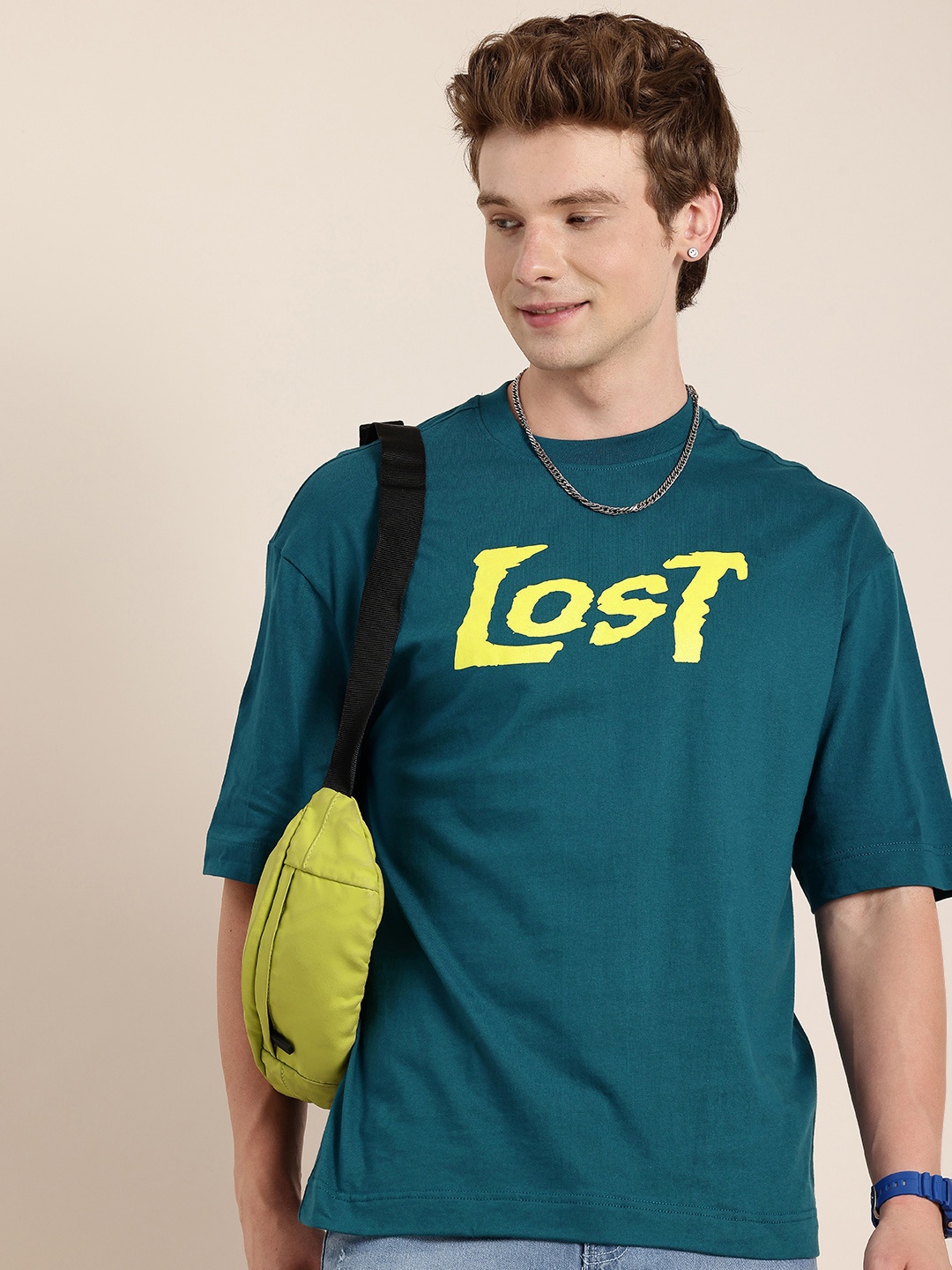 HERE&NOW Pure Cotton Typography Printed Drop-Shoulder Sleeves Oversized Fit T-shirt, Teal
HERE&NOW Pure Cotton Typography Printed Drop-Shoulder Sleeves Oversized Fit T-shirt, Teal