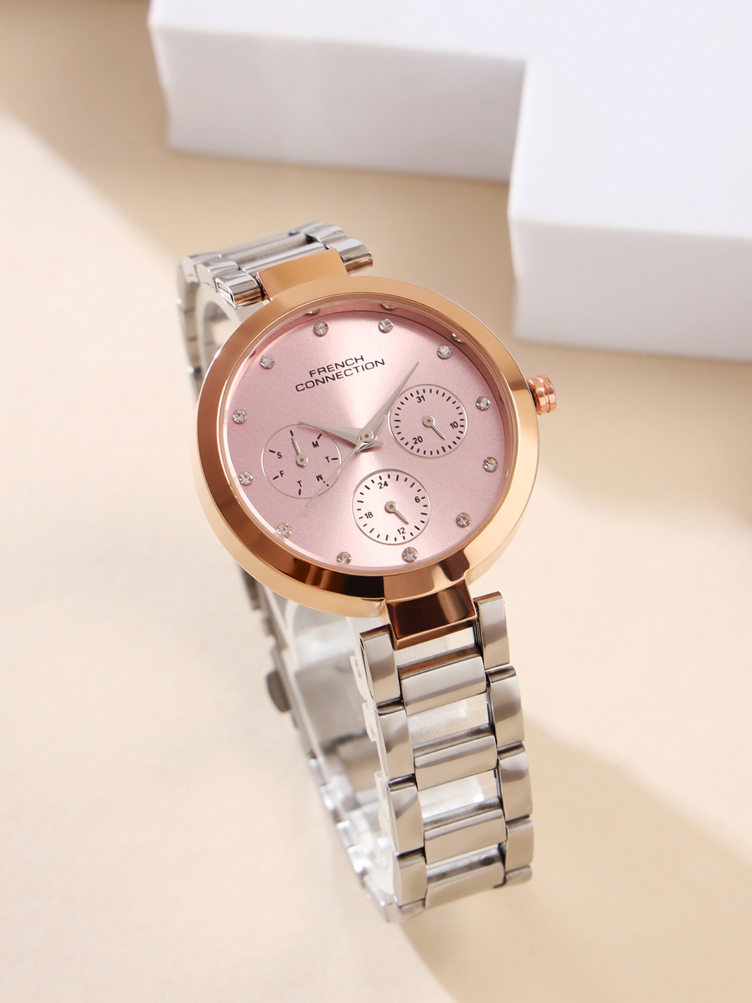 French Connection Women Embellished Dial & Stainless Steel Straps Analogue Watch FCN0118SM, Pink
French Connection Women Embellished Dial & Stainless Steel Straps Analogue Watch FCN0118SM, Pink
