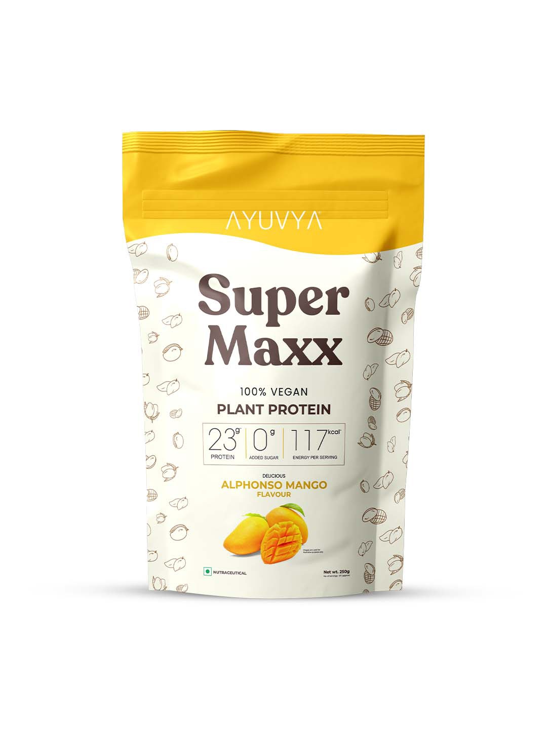 Ayuvya Super Maxx Plant Protein Powder Helps Muscle Growth - Mango - 250 g, White
Ayuvya Super Maxx Plant Protein Powder Helps Muscle Growth - Mango - 250 g, White