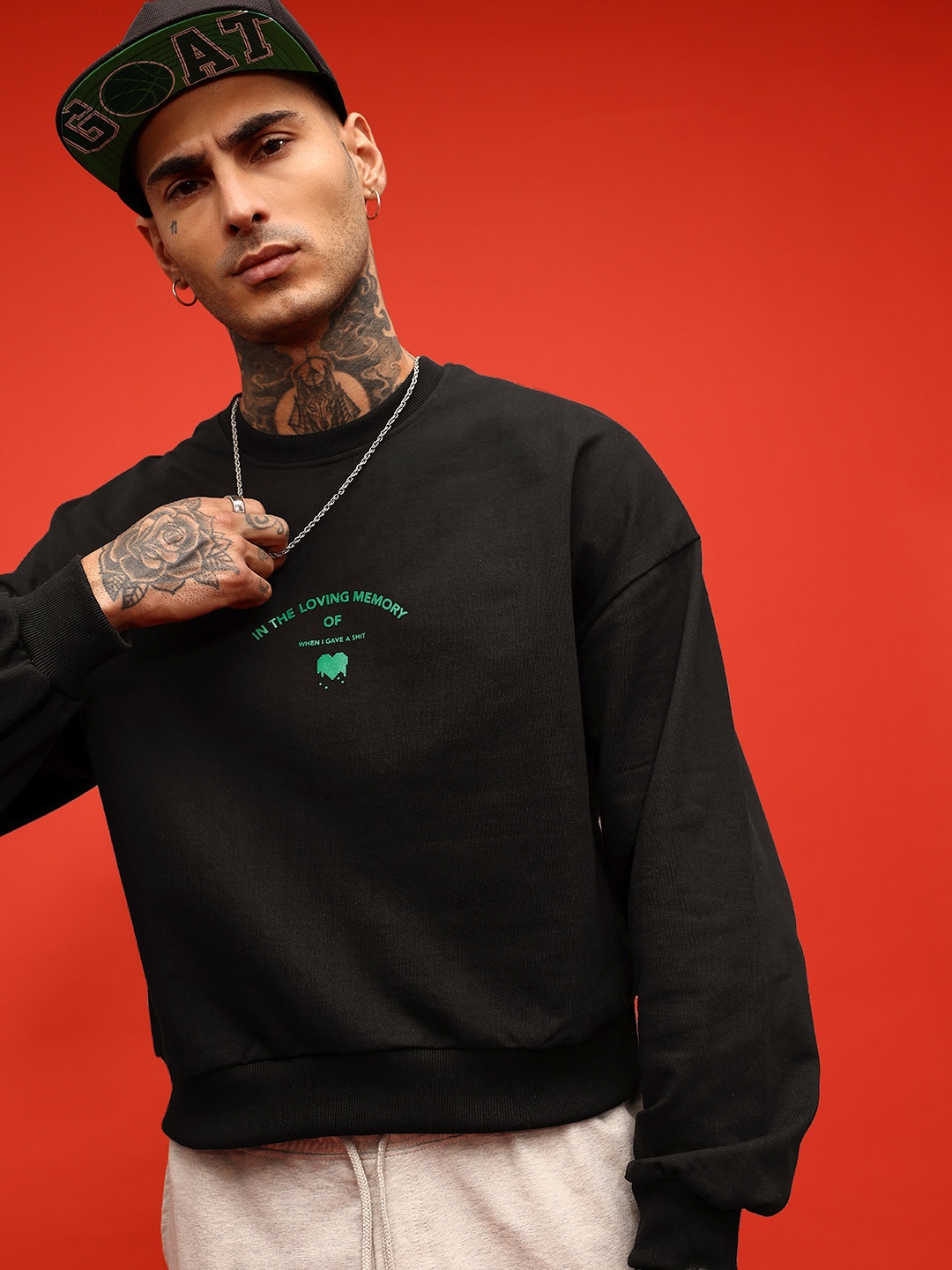 glitchez Classic Swag Minimal Printed Cotton Terry Oversized Fit Sweatshirt, Black
glitchez Classic Swag Minimal Printed Cotton Terry Oversized Fit Sweatshirt, Black