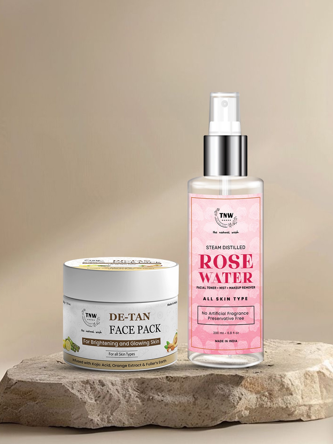 TNW the natural wash Set of De-Tan Face Pack - 50g & Rose Water Toner+Remover - 200ml, Pink
TNW the natural wash Set of De-Tan Face Pack - 50g & Rose Water Toner+Remover - 200ml, Pink