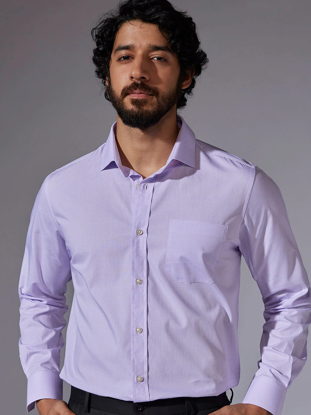 Bombay Shirt Company Men Tailored Fit Micro Checks Opaque Checked Casual Shirts, Lavender
Bombay Shirt Company Men Tailored Fit Micro Checks Opaque Checked Casual Shirts, Lavender