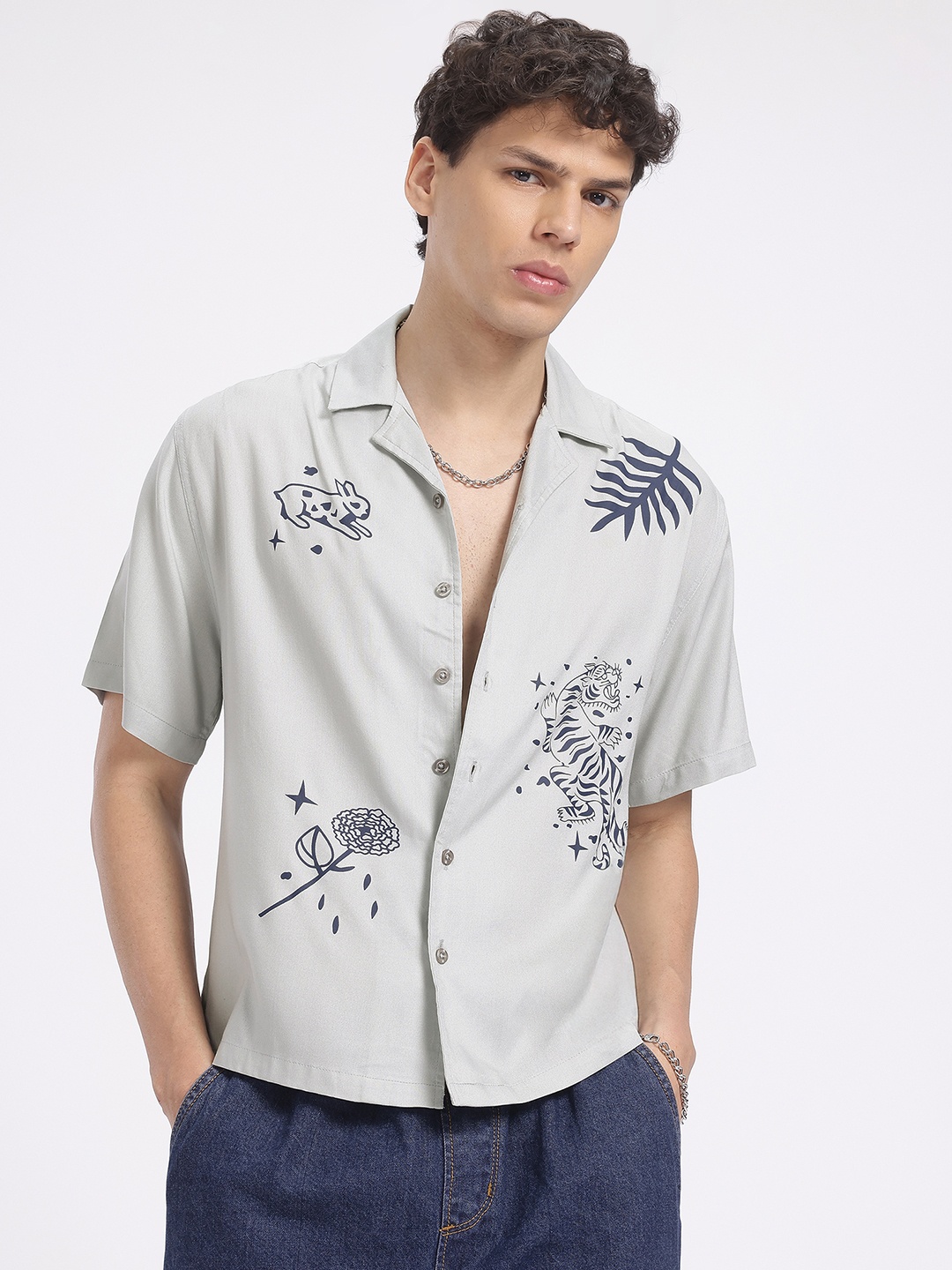 glitchez Creativity Meets Chill Conversational Print Cuban Collar Relaxed Fit Casual Shirt, Grey
glitchez Creativity Meets Chill Conversational Print Cuban Collar Relaxed Fit Casual Shirt, Grey