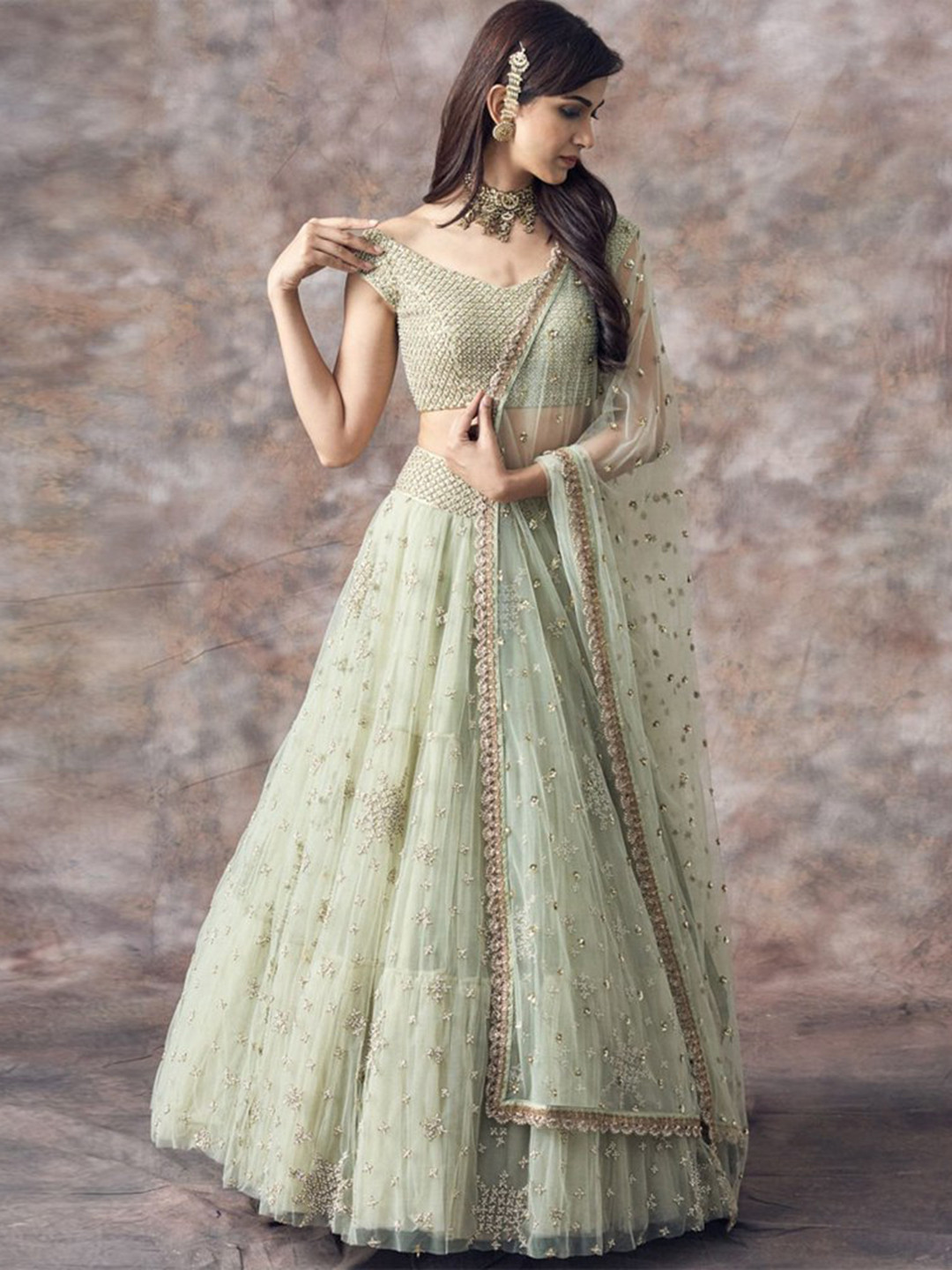 Rujave Embellished Sequinned Semi-Stitched Lehenga & Unstitched Blouse With Dupatta, Sea green
Rujave Embellished Sequinned Semi-Stitched Lehenga & Unstitched Blouse With Dupatta, Sea green