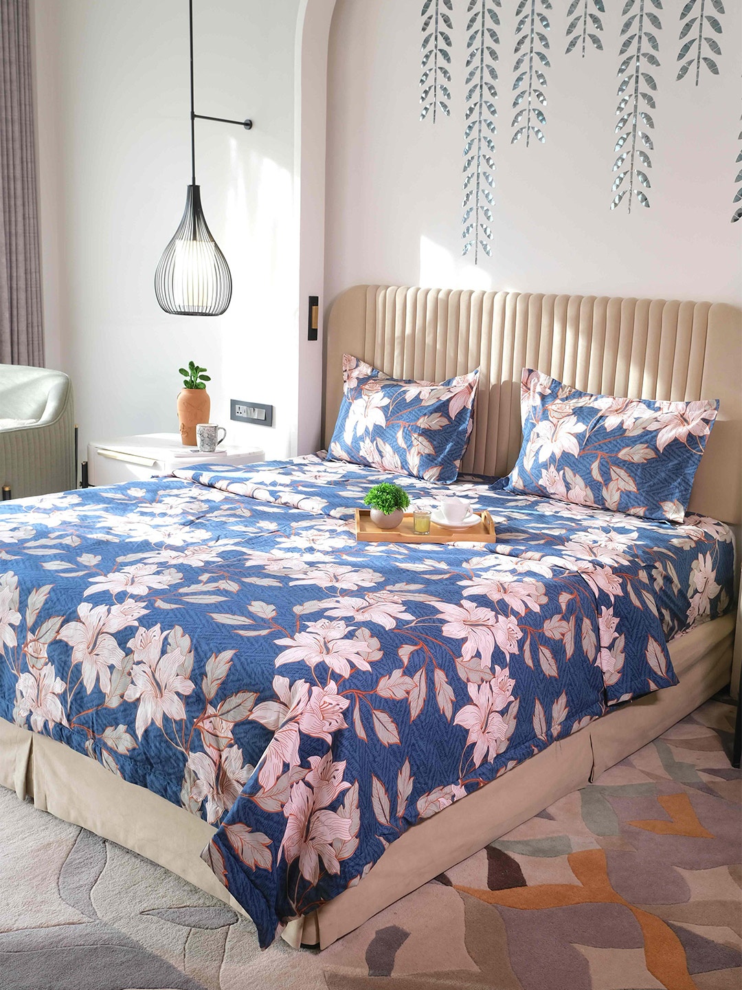 Pure Decor Bedding of 4 Pieces Bedsheet Set (2.28m X 2.54m) with Comforter (2.21m X 2.46m), Blue
Pure Decor Bedding of 4 Pieces Bedsheet Set (2.28m X 2.54m) with Comforter (2.21m X 2.46m), Blue