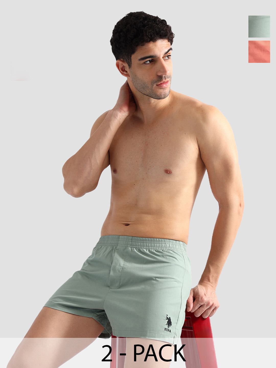 U.S. Polo Assn. Pack of 2 Pure Cotton BoxersOEX08-PB0-P2, Green
U.S. Polo Assn. Pack of 2 Pure Cotton BoxersOEX08-PB0-P2, Green