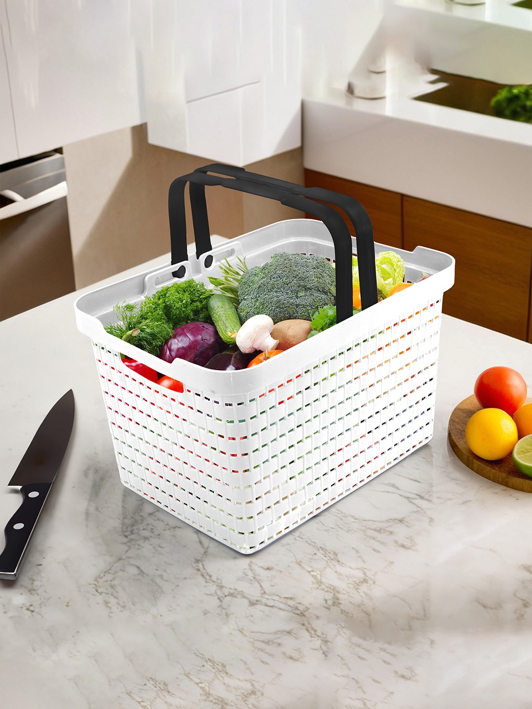 Kuber Industries White & Black Textured Fruit and Vegetable Basket With & Foldable Handles
Kuber Industries White & Black Textured Fruit and Vegetable Basket With & Foldable Handles