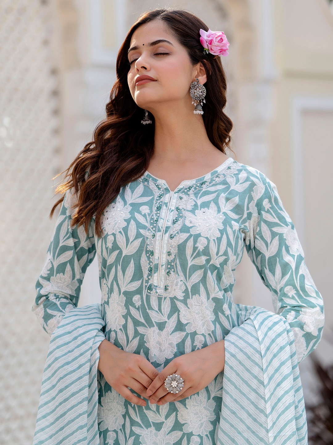 EthniFlair Women Floral Printed Regular Aari Work Pure Cotton Kurta with Pyjamas & With Dupatta, Blue
EthniFlair Women Floral Printed Regular Aari Work Pure Cotton Kurta with Pyjamas & With Dupatta, Blue