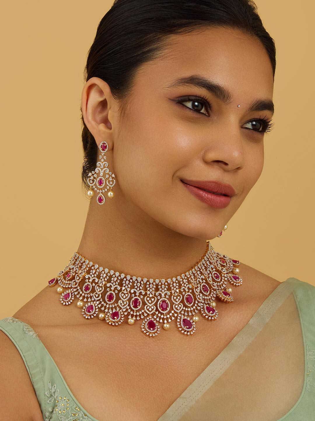Kushal's Fashion Jewellery Rhodium-Plated CZ Stone Studded & Beaded Jewellery Set, Gold
Kushal's Fashion Jewellery Rhodium-Plated CZ Stone Studded & Beaded Jewellery Set, Gold