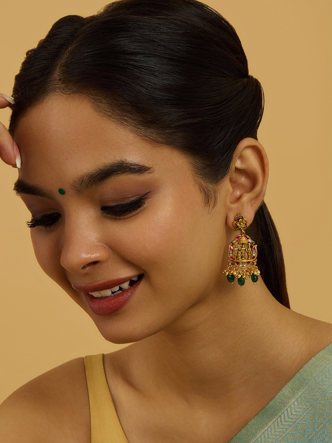 Kushal's Fashion Jewellery Gold-Plated Stone Studded & Beaded Classic Temple Drop Earrings
Kushal's Fashion Jewellery Gold-Plated Stone Studded & Beaded Classic Temple Drop Earrings