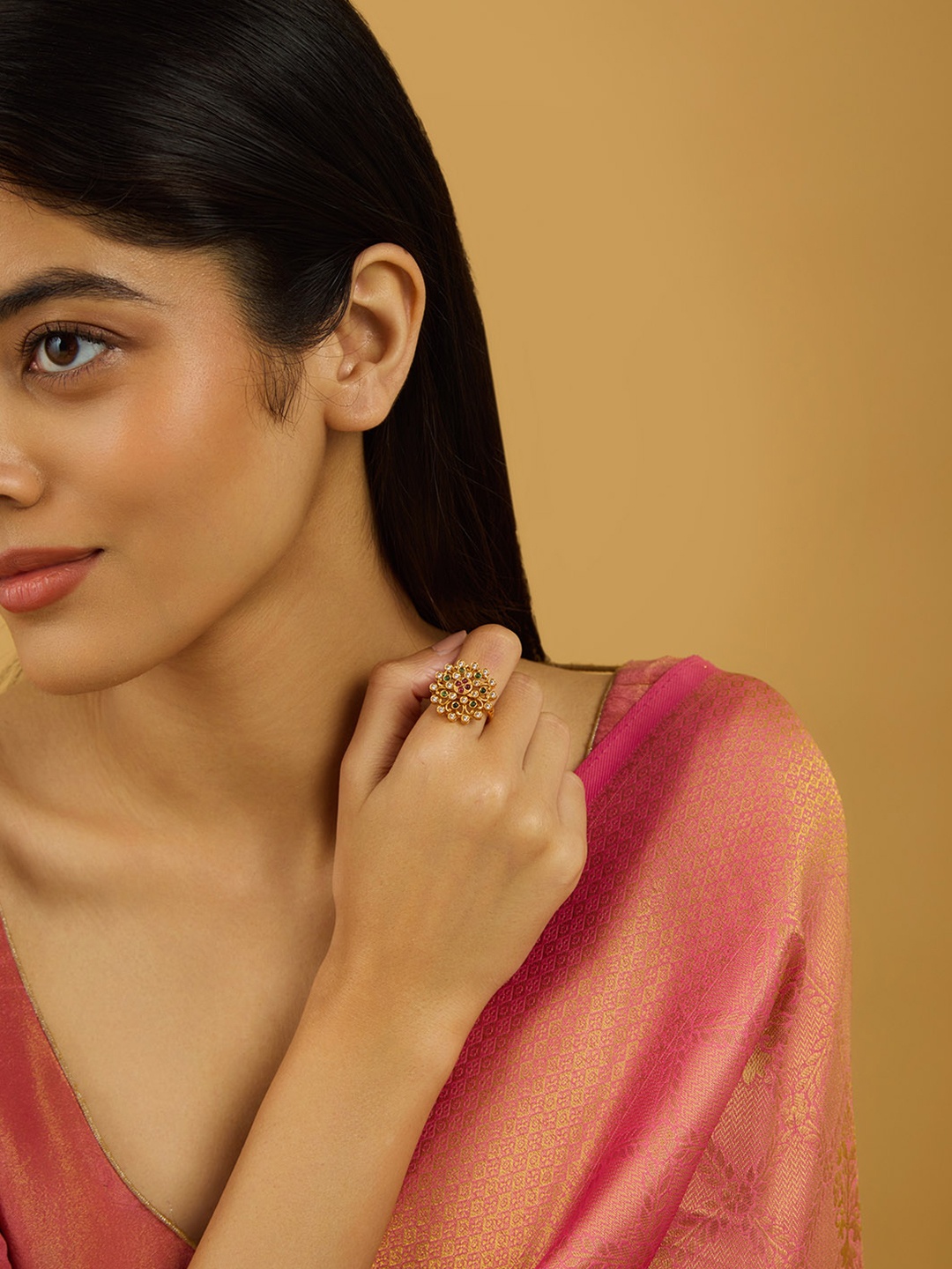 Kushal's Fashion Jewellery Gold-Plated Stone-Studded Adjustable Antique Finger Ring
Kushal's Fashion Jewellery Gold-Plated Stone-Studded Adjustable Antique Finger Ring