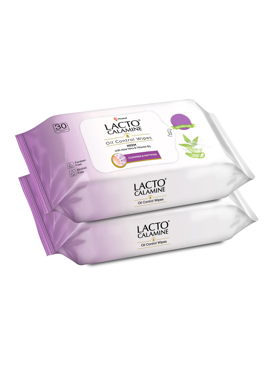 Lacto Calamine Set of 2 Neem Oil Control Face Wipes with Aloevera & Niacinamide - 30N each, Purple
Lacto Calamine Set of 2 Neem Oil Control Face Wipes with Aloevera & Niacinamide - 30N each, Purple