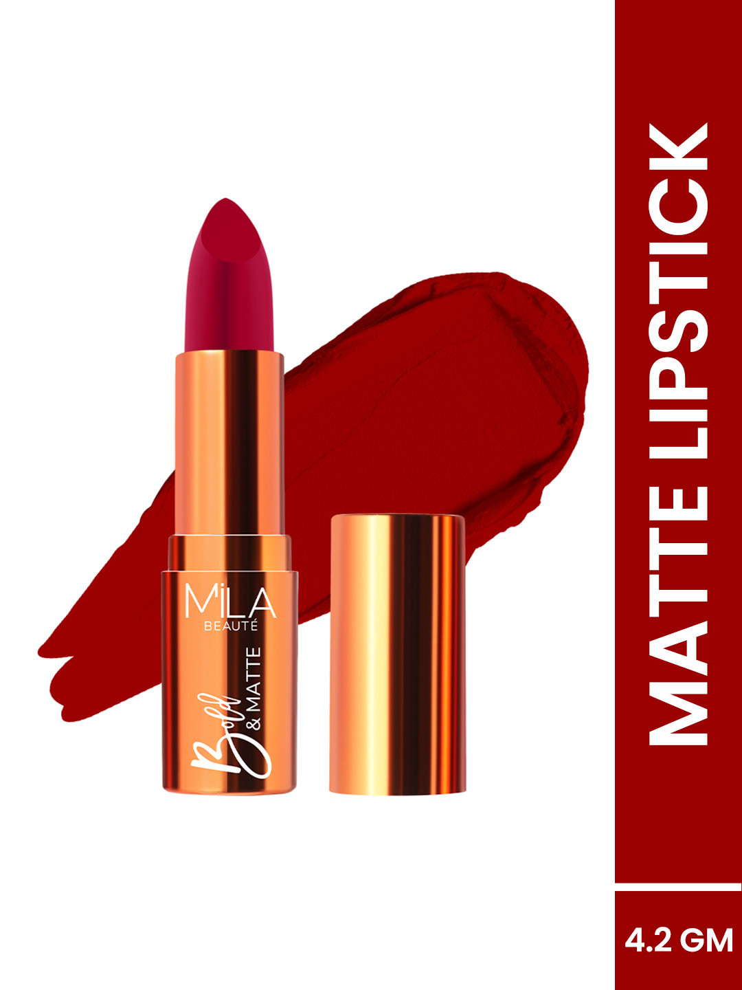 MILA BEAUTE Bold & Matte Bullet Lipstick With Jojoba Oil - 4.2 g -Pillow Talk, Red
MILA BEAUTE Bold & Matte Bullet Lipstick With Jojoba Oil - 4.2 g -Pillow Talk, Red