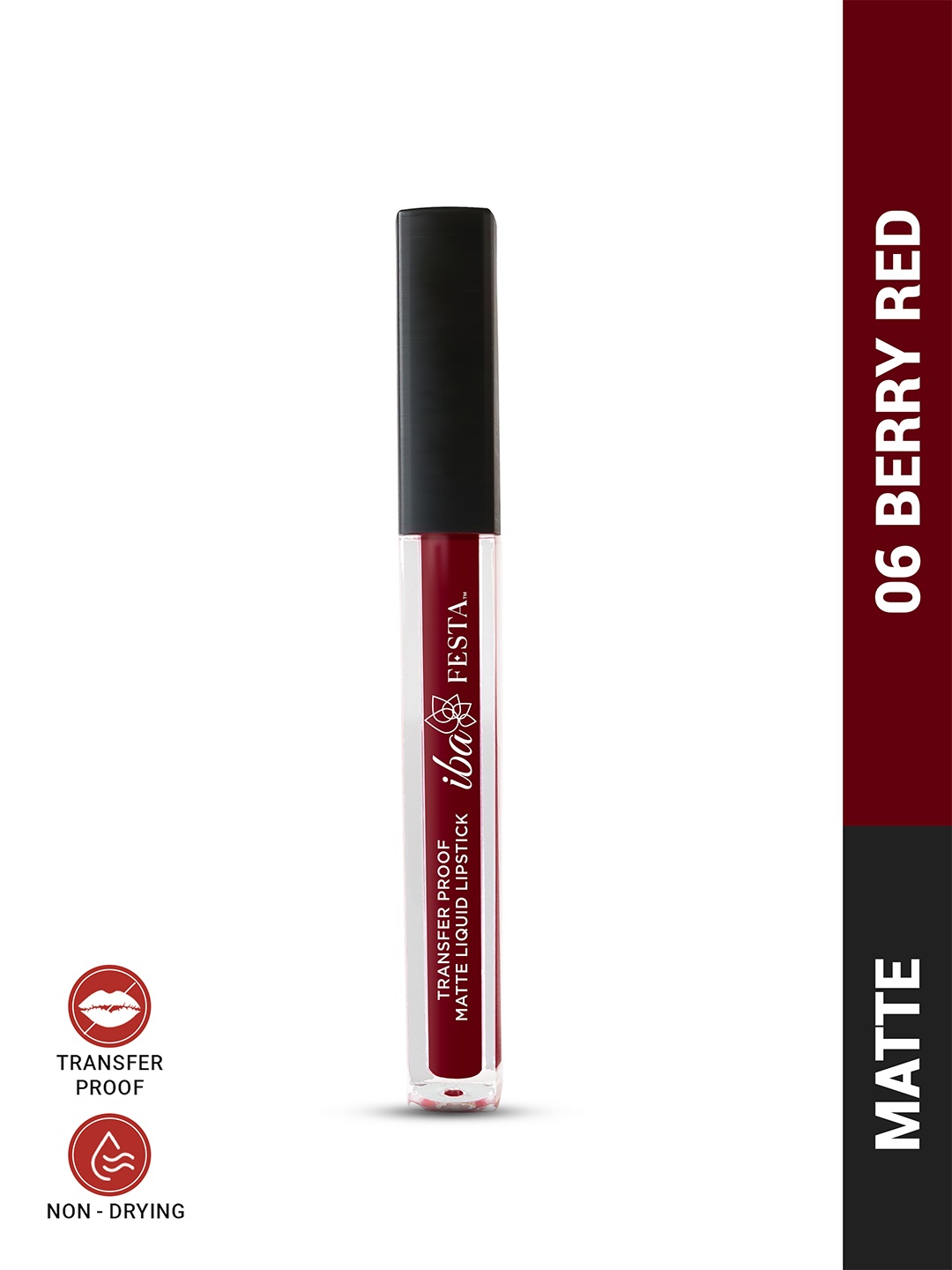 Iba Festa Transfer-Proof Matte Liquid Lipstick With Vitamin E 5 ml - Berry Red 06
Iba Festa Transfer-Proof Matte Liquid Lipstick With Vitamin E 5 ml - Berry Red 06