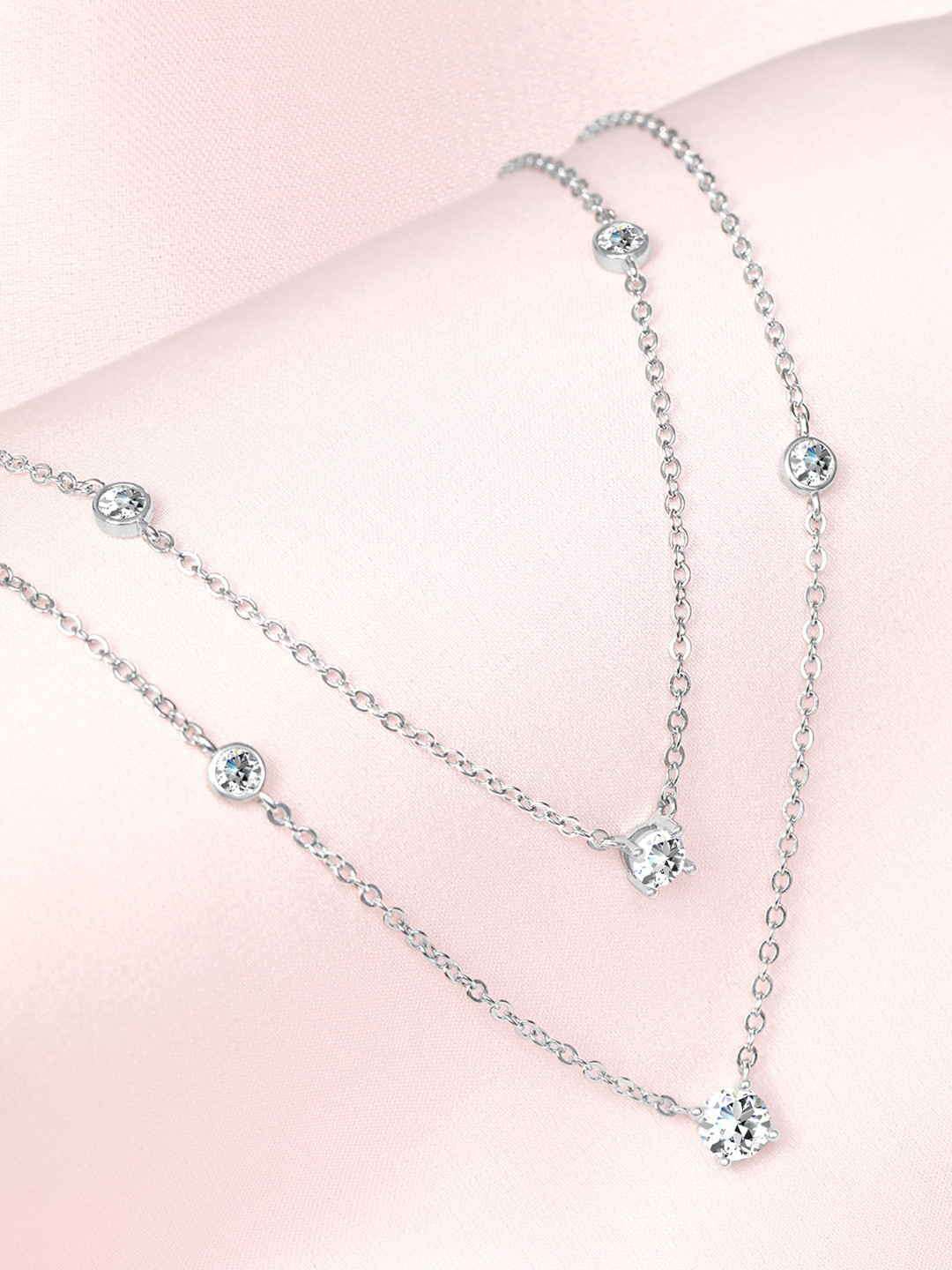 Zavya 925 Sterling Silver Rhodium-Plated Cubic Zirconia Stone Studded Layered Necklace
Zavya 925 Sterling Silver Rhodium-Plated Cubic Zirconia Stone Studded Layered Necklace