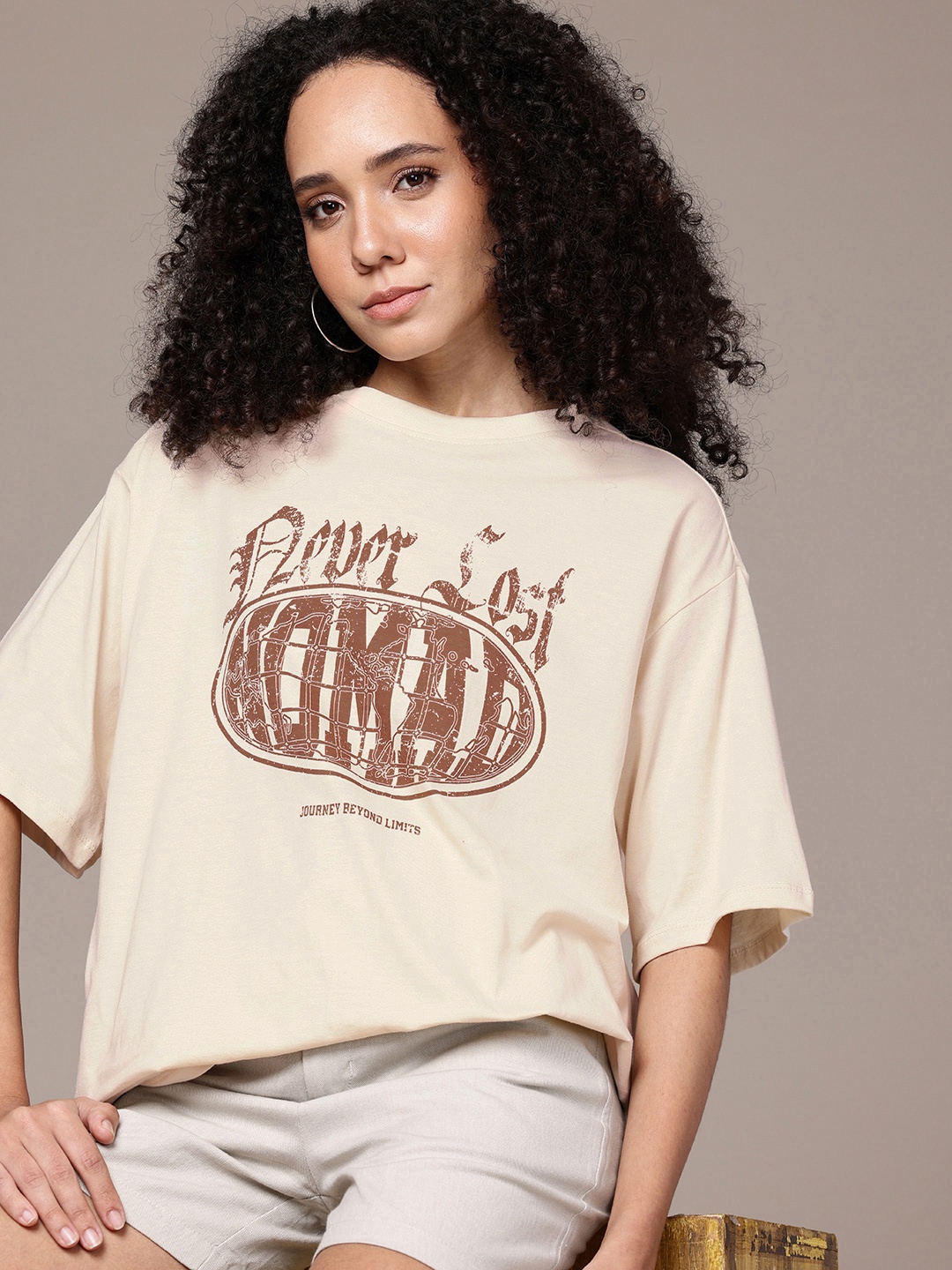 The Roadster Life Co. Printed Drop-Shoulder Sleeves Oversized Pure Cotton T-shirt, Cream
The Roadster Life Co. Printed Drop-Shoulder Sleeves Oversized Pure Cotton T-shirt, Cream