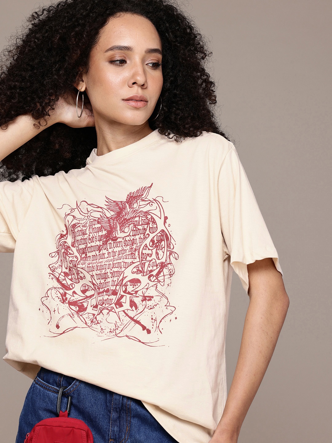 The Roadster Life Co. Printed Drop-Shoulder Sleeves Oversized Pure Cotton T-shirt, Cream
The Roadster Life Co. Printed Drop-Shoulder Sleeves Oversized Pure Cotton T-shirt, Cream