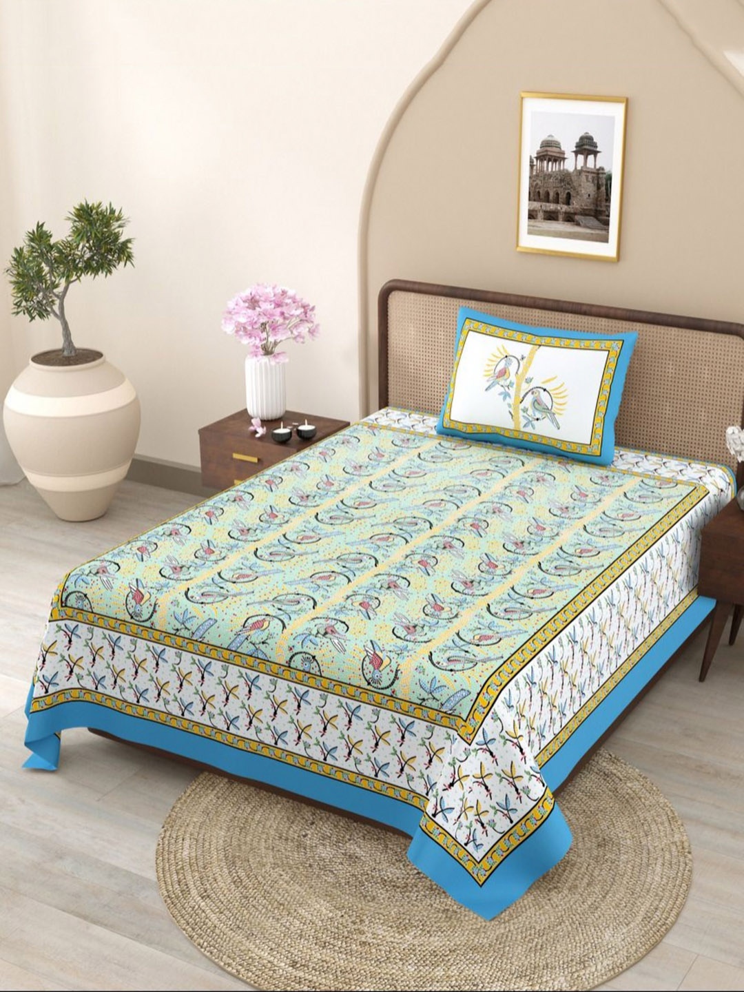JAIPUR FABRIC Green & White Floral Printed Pure Cotton Single Bedsheet Set 1.52cm x 2.28m
JAIPUR FABRIC Green & White Floral Printed Pure Cotton Single Bedsheet Set 1.52cm x 2.28m