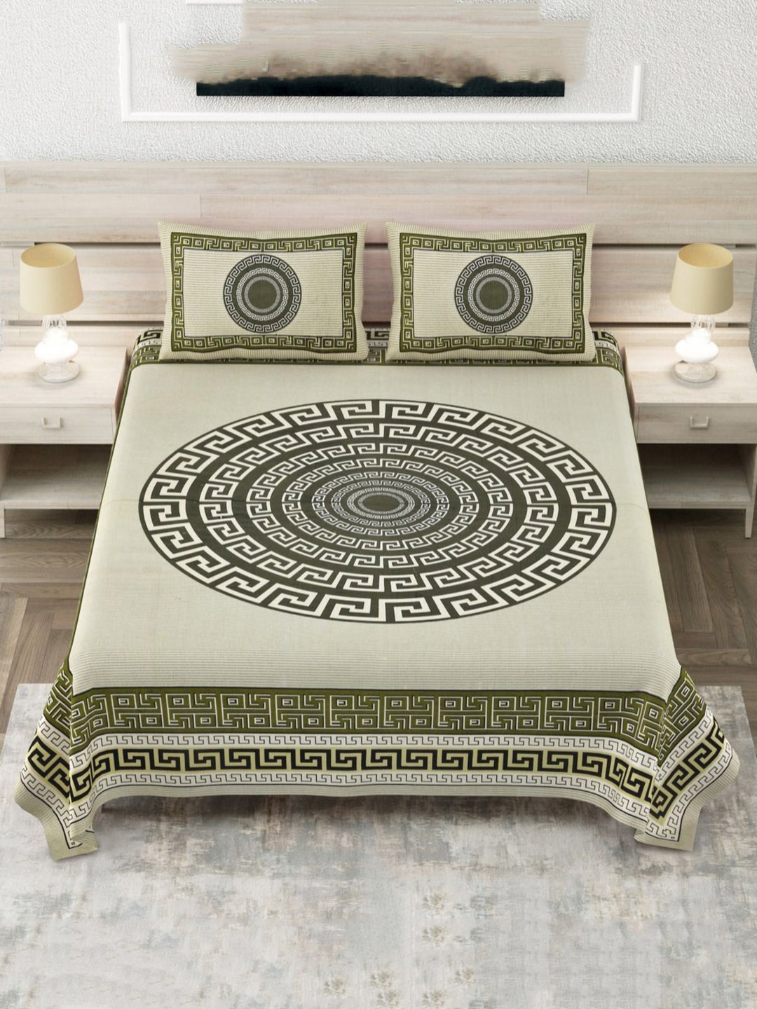 JAIPUR FABRIC Olive Green & Grey Geometric 180 TC King Bedsheet with 2 Pillow Covers
JAIPUR FABRIC Olive Green & Grey Geometric 180 TC King Bedsheet with 2 Pillow Covers