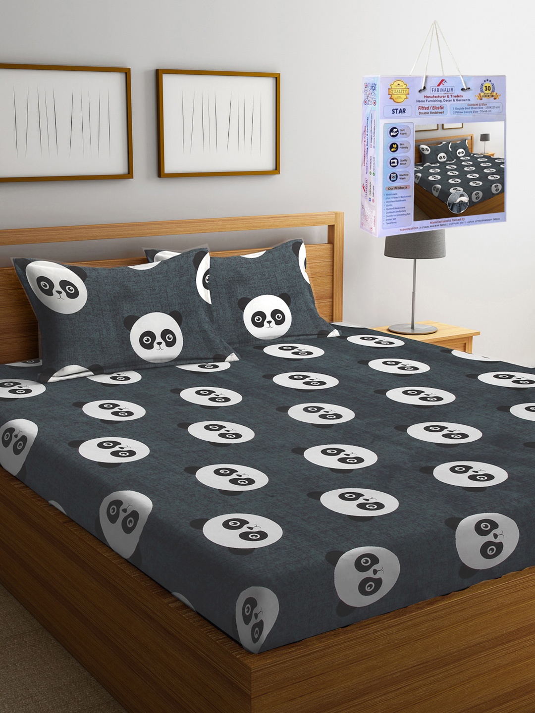 FABINALIV Grey & White Cartoon Characters 300 TC Fitted King Bedsheet Set 2.50m X 2.25m
FABINALIV Grey & White Cartoon Characters 300 TC Fitted King Bedsheet Set 2.50m X 2.25m