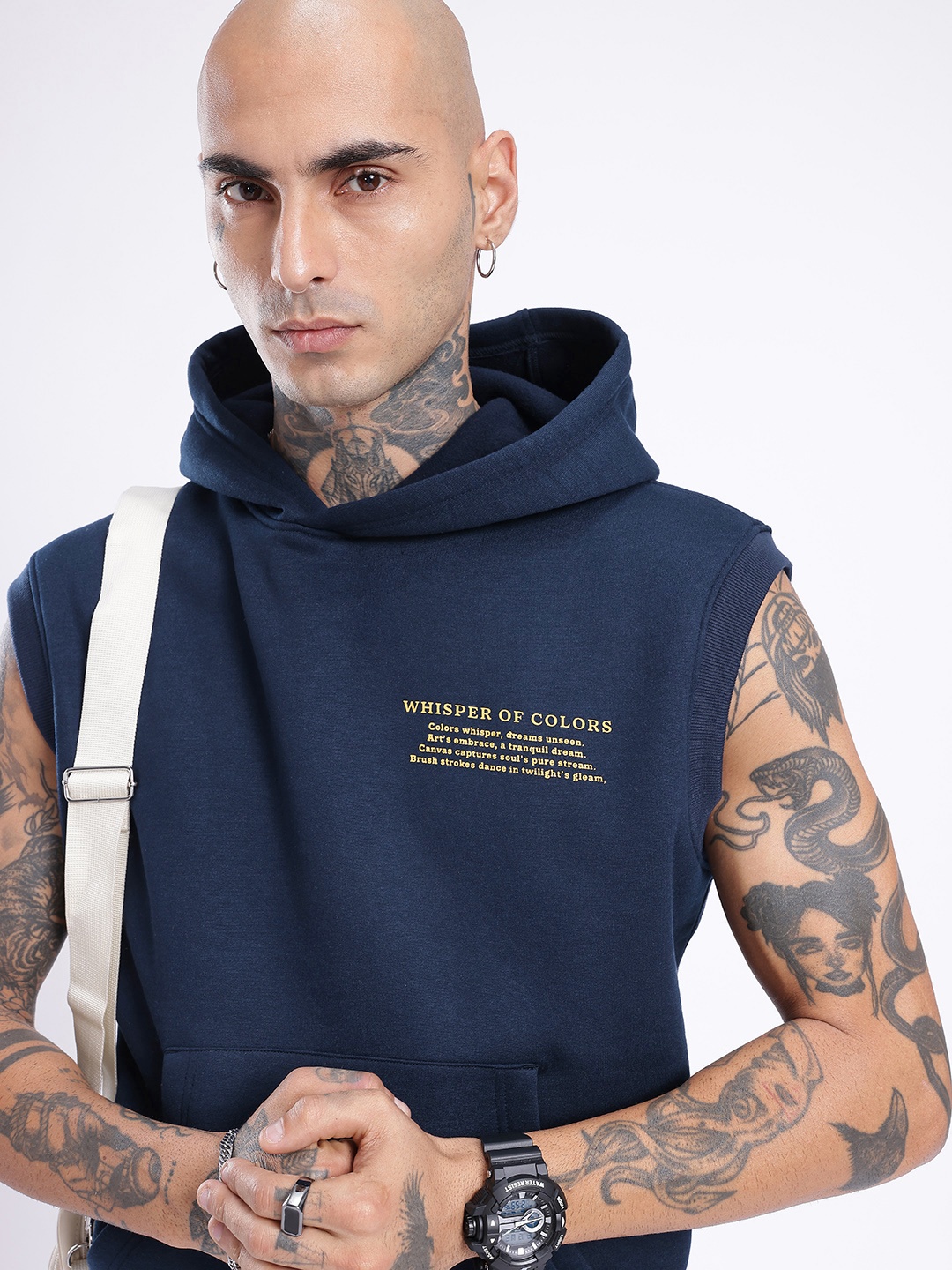 glitchez Street Edge Typography Printed Sleeveless Hooded Oversized Fit Sweatshirt, Navy blue
glitchez Street Edge Typography Printed Sleeveless Hooded Oversized Fit Sweatshirt, Navy blue