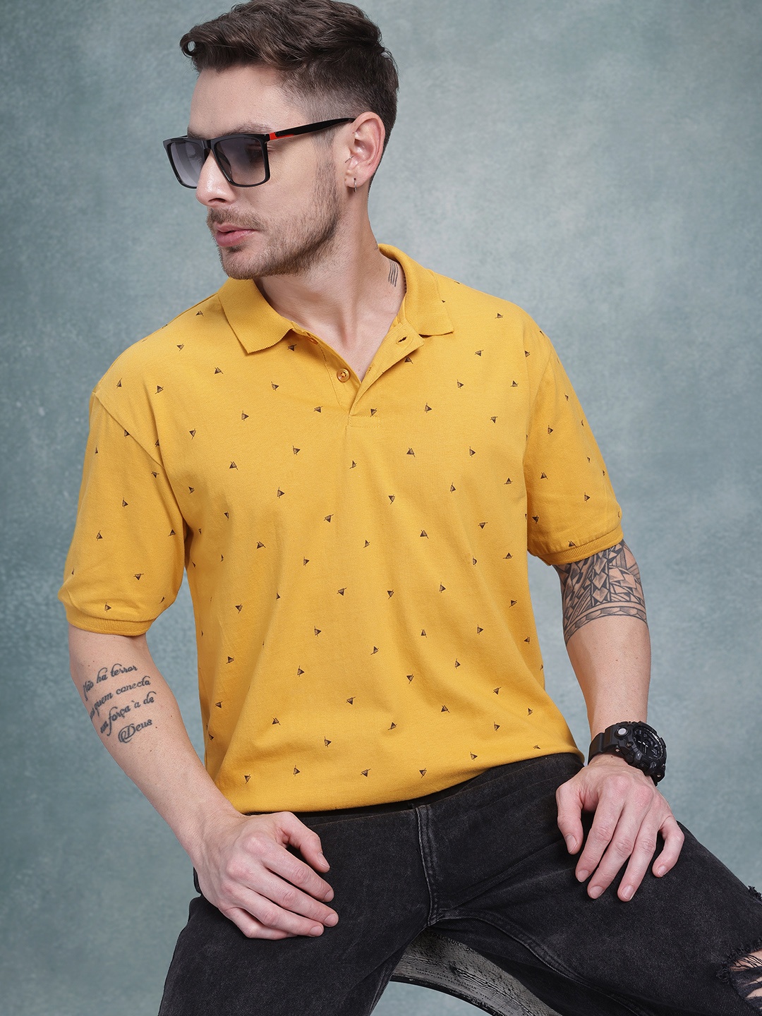 The Roadster Life Co. Conversational Print Pure Cotton Polo Collar T-shirt, Yellow
The Roadster Life Co. Conversational Print Pure Cotton Polo Collar T-shirt, Yellow