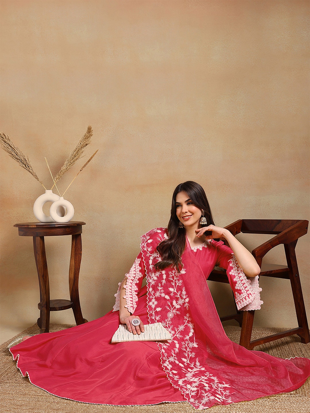 AHIKA Women Embroidered Empire Thread Work Kurta with Palazzos & With Dupatta, Pink
AHIKA Women Embroidered Empire Thread Work Kurta with Palazzos & With Dupatta, Pink